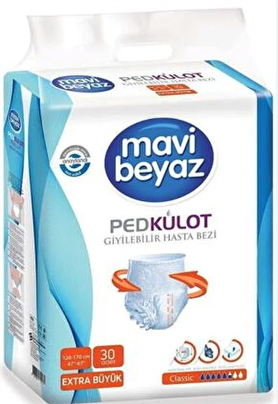 Mavi Beyaz Ped Emici Külot Hasta Bezi XL Beden (90 adet)