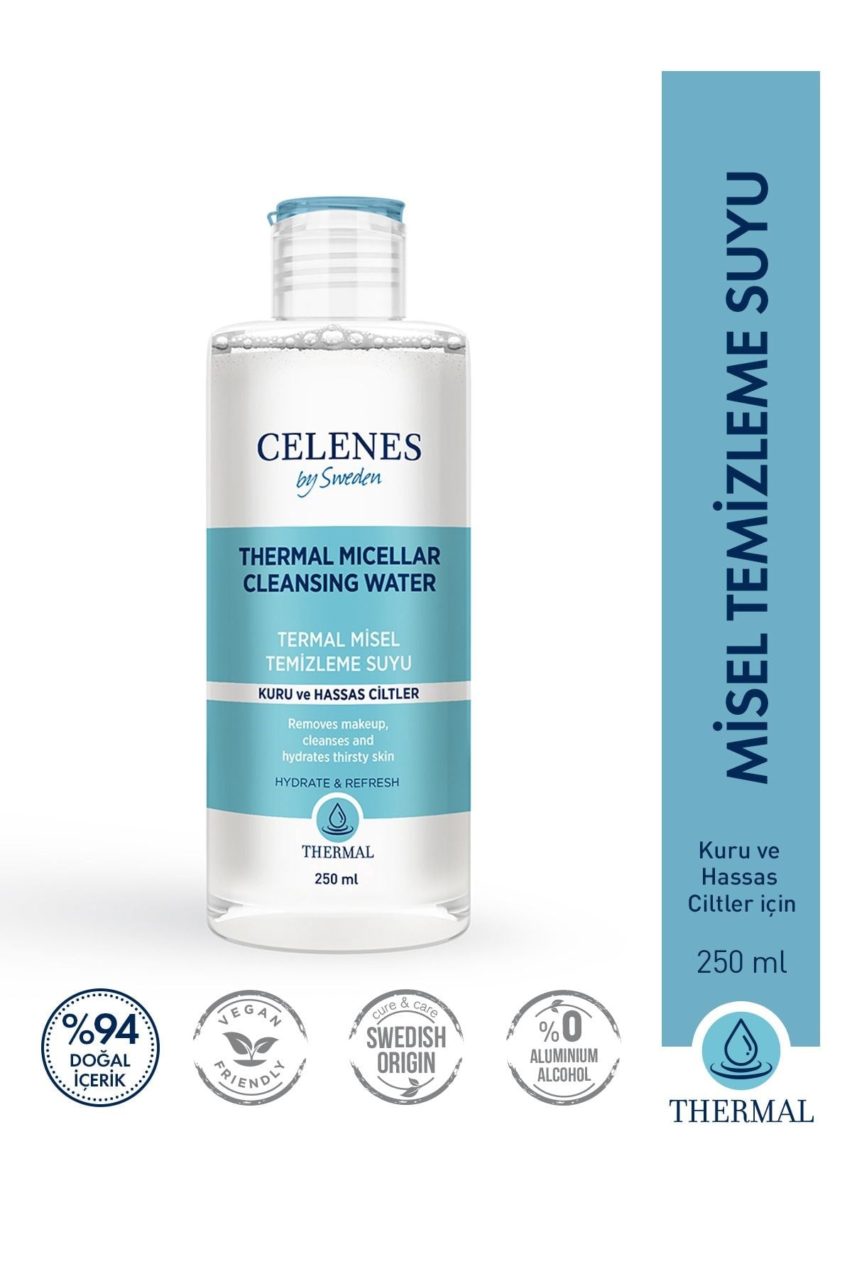 Celenes By Sweden Thermal Misel Temizleme Suyu Kuru Ve Hassas Ciltler 250 ml  