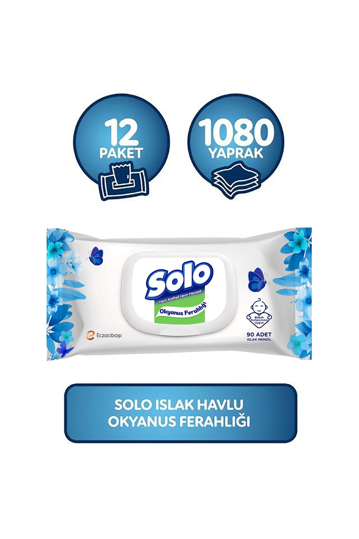 Solo Islak Havlu Okyanus Ferahlığı 90 Yaprak (12 adet)