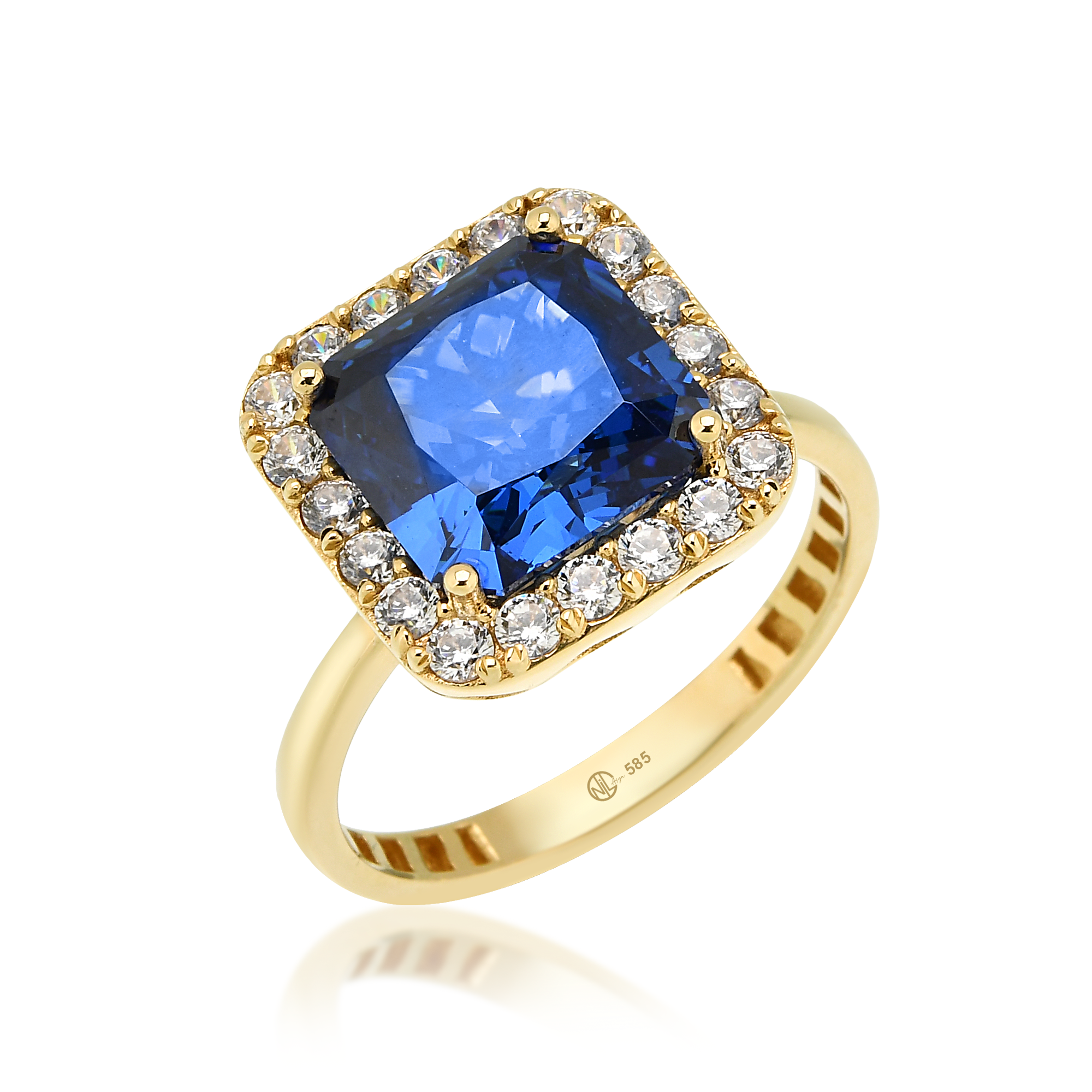 Mavi taşlı baget yüzük