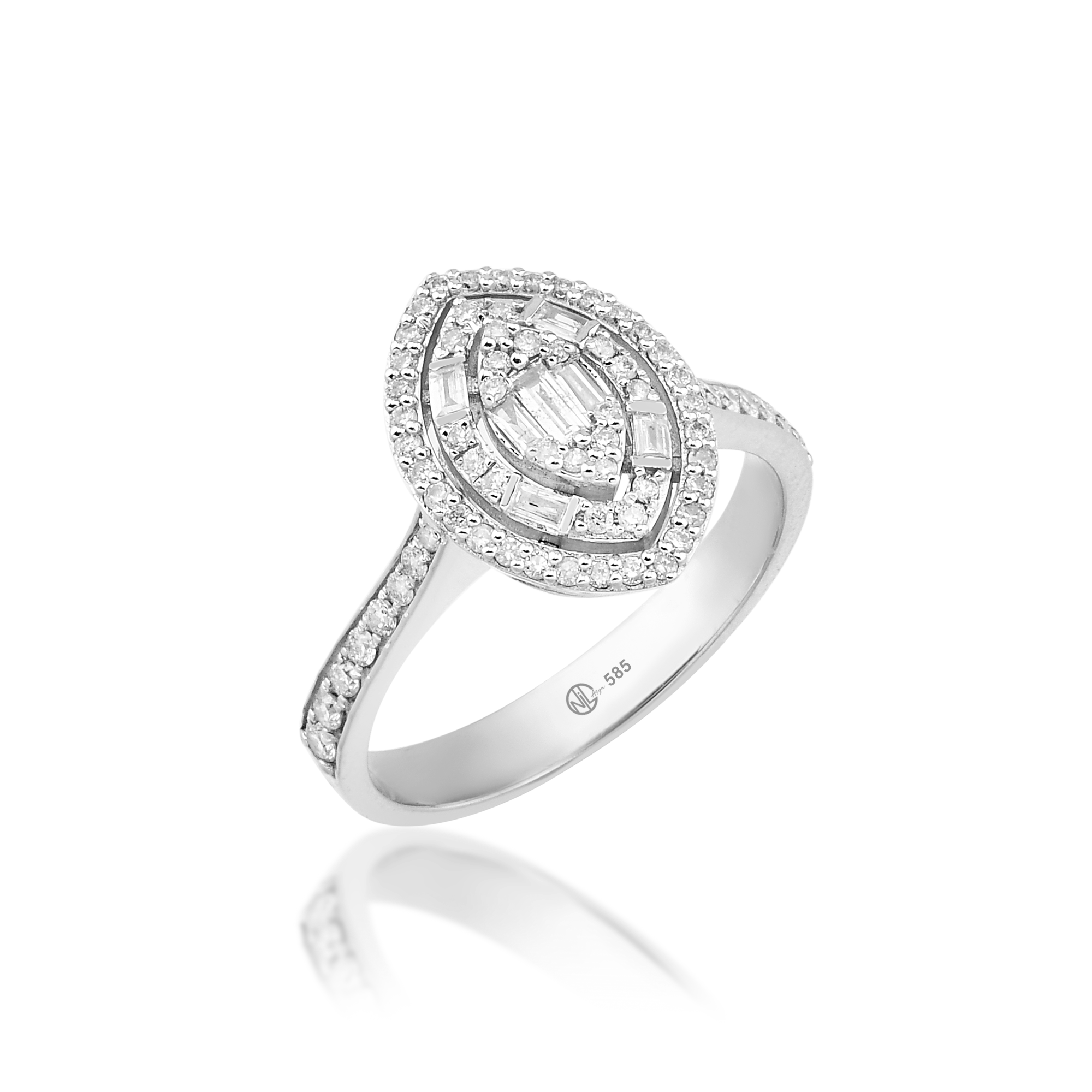 0.55 Ct Pırlanta Mekik Baget Yüzük 