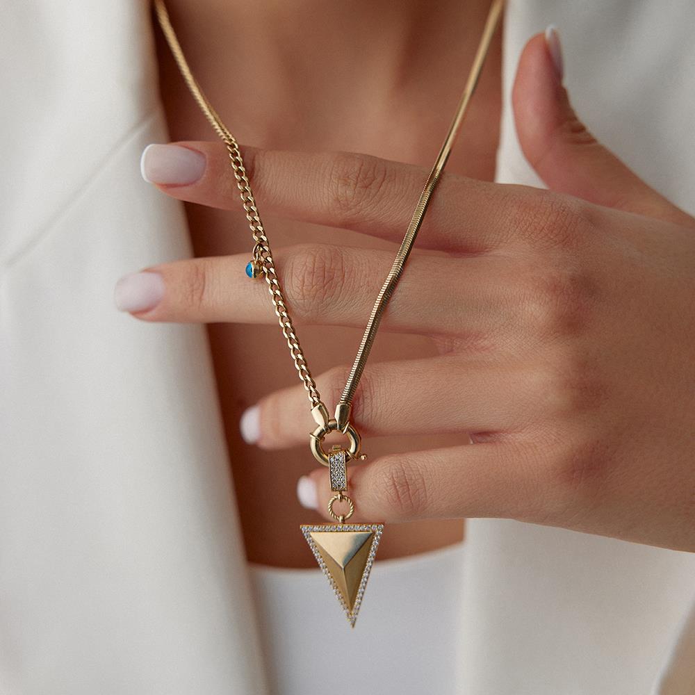 Taşlı Piramit Kolye Ucu