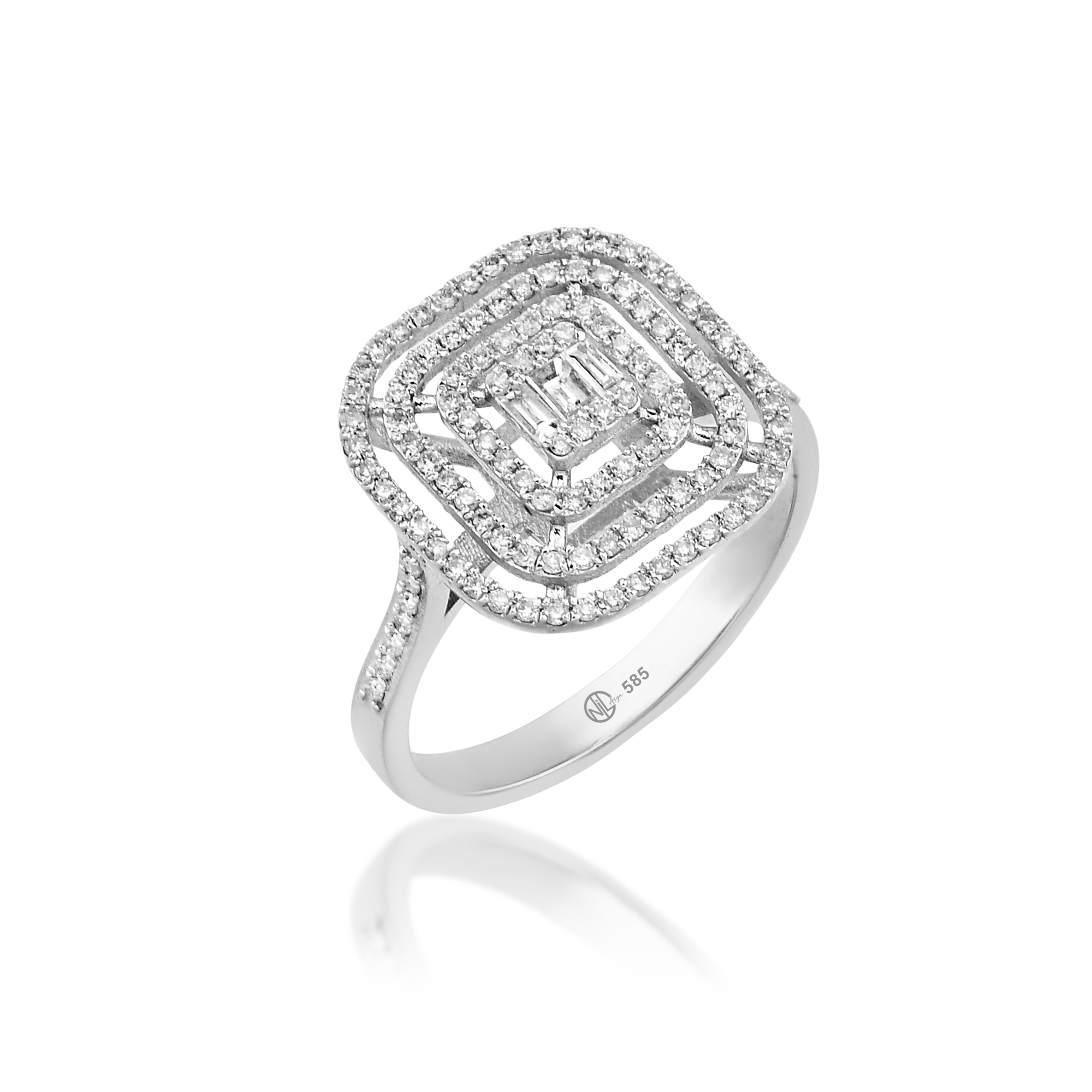 0.47 Ct Pırlanta Üç Sıra Baget Yüzük 