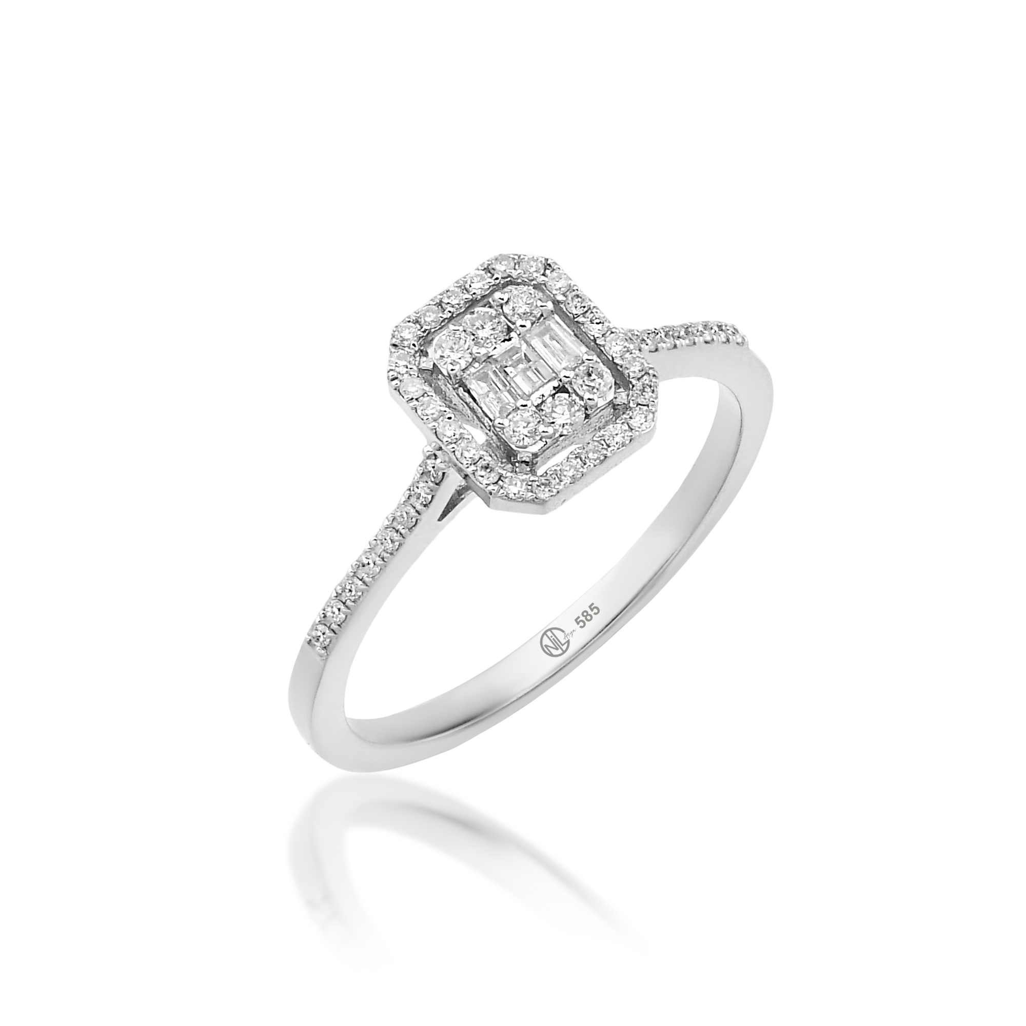 0.21 Ct. Pırlanta Klasik Baget Yüzük 