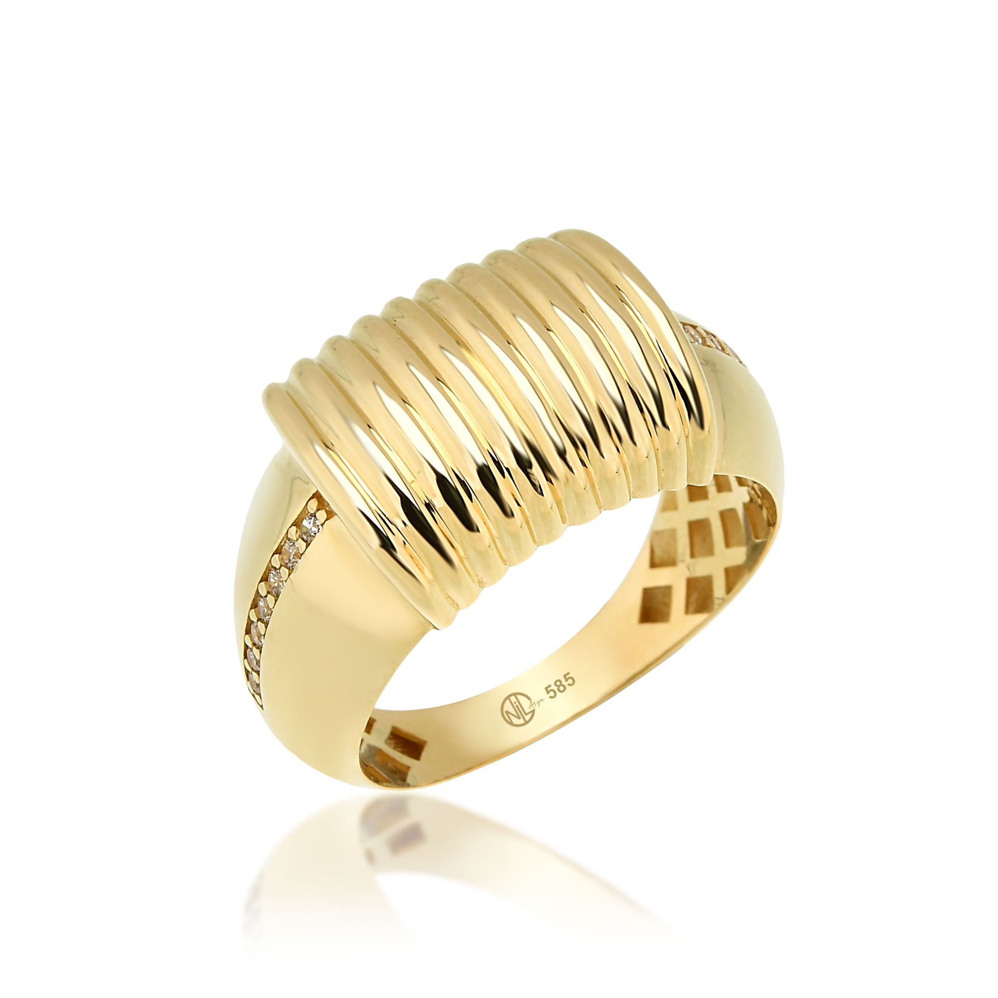 Tek Sıra Taş Mussels Yüzük