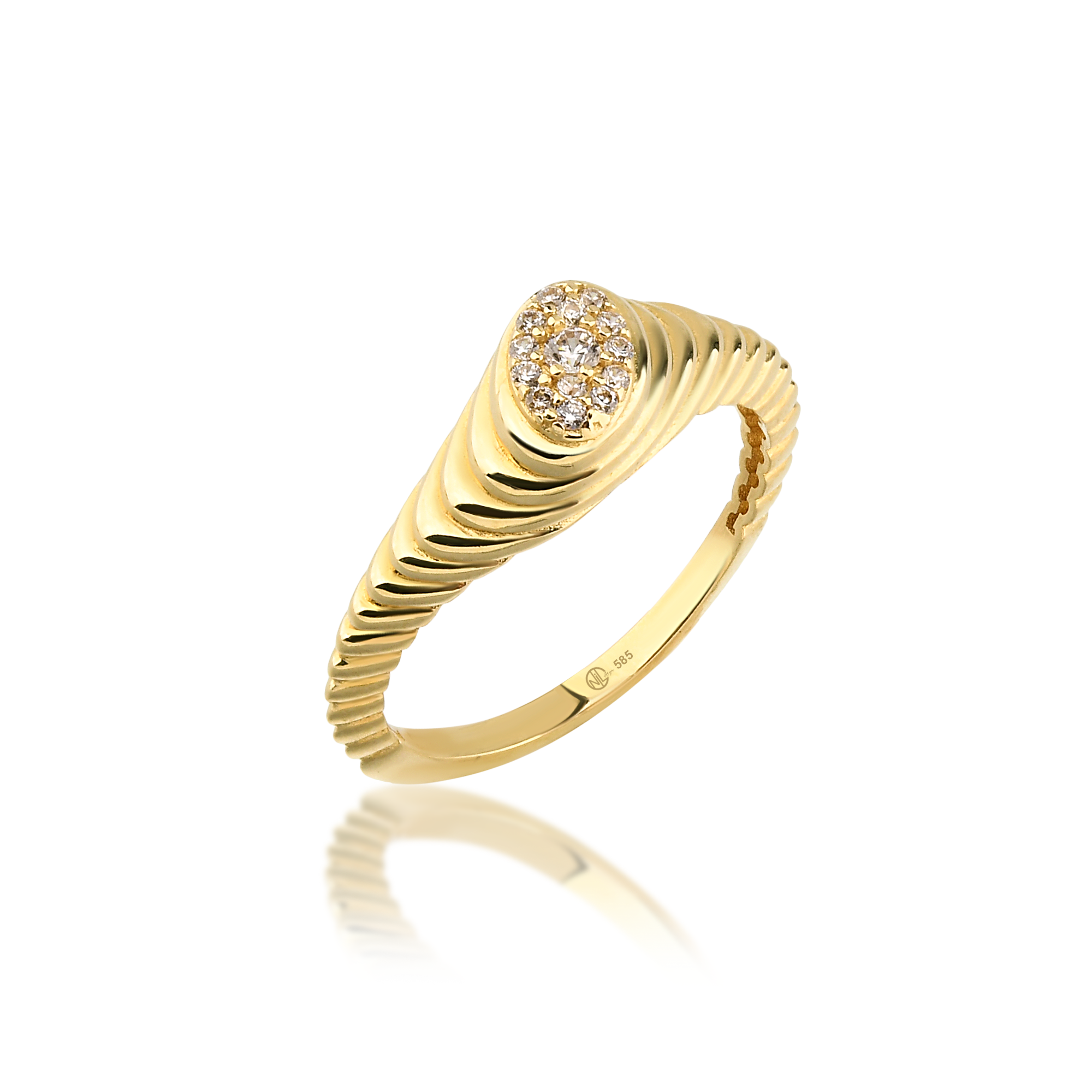 Taşlı Piramit Altın Yüzük 