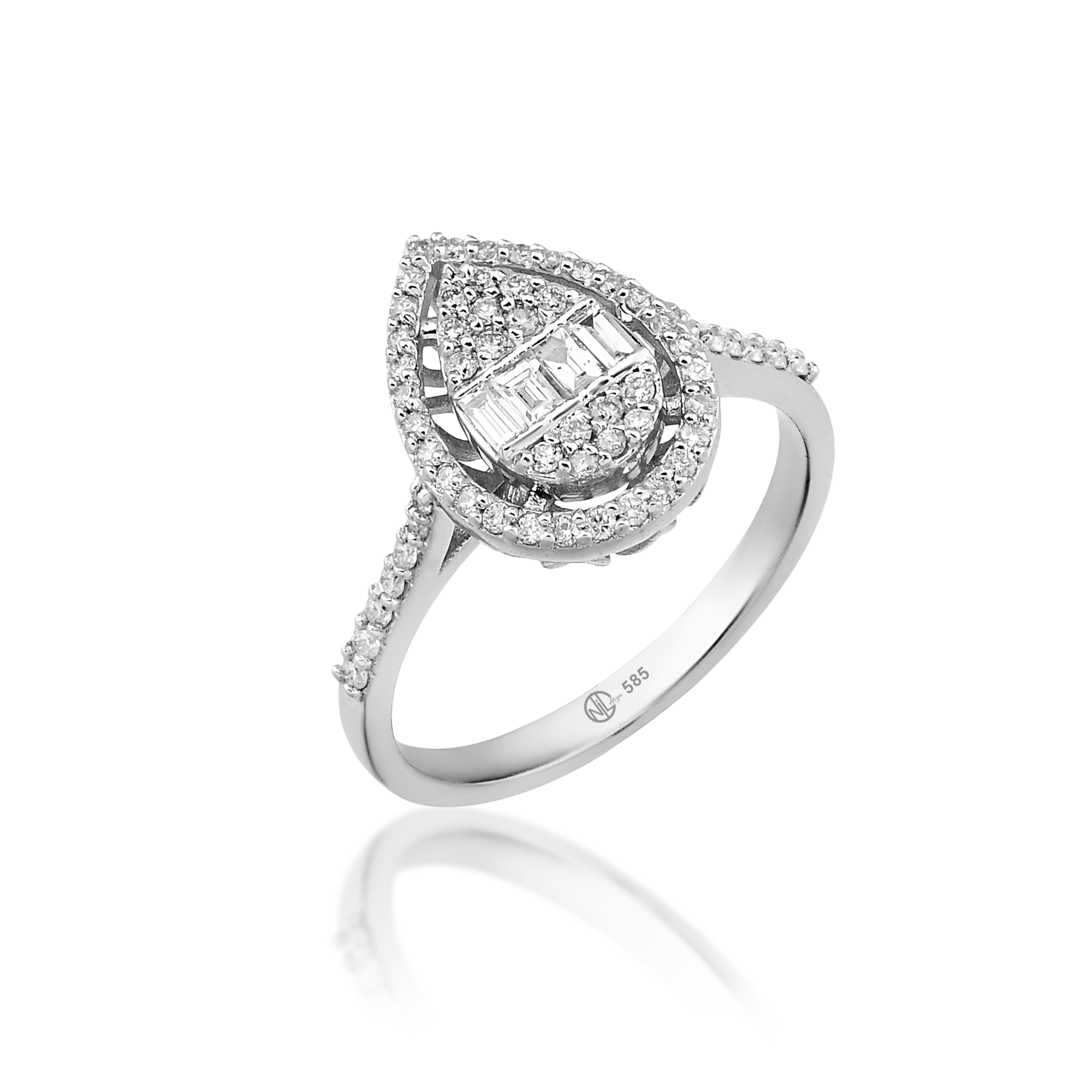 0,57 ct Pırlanta Damla Baget Yüzük