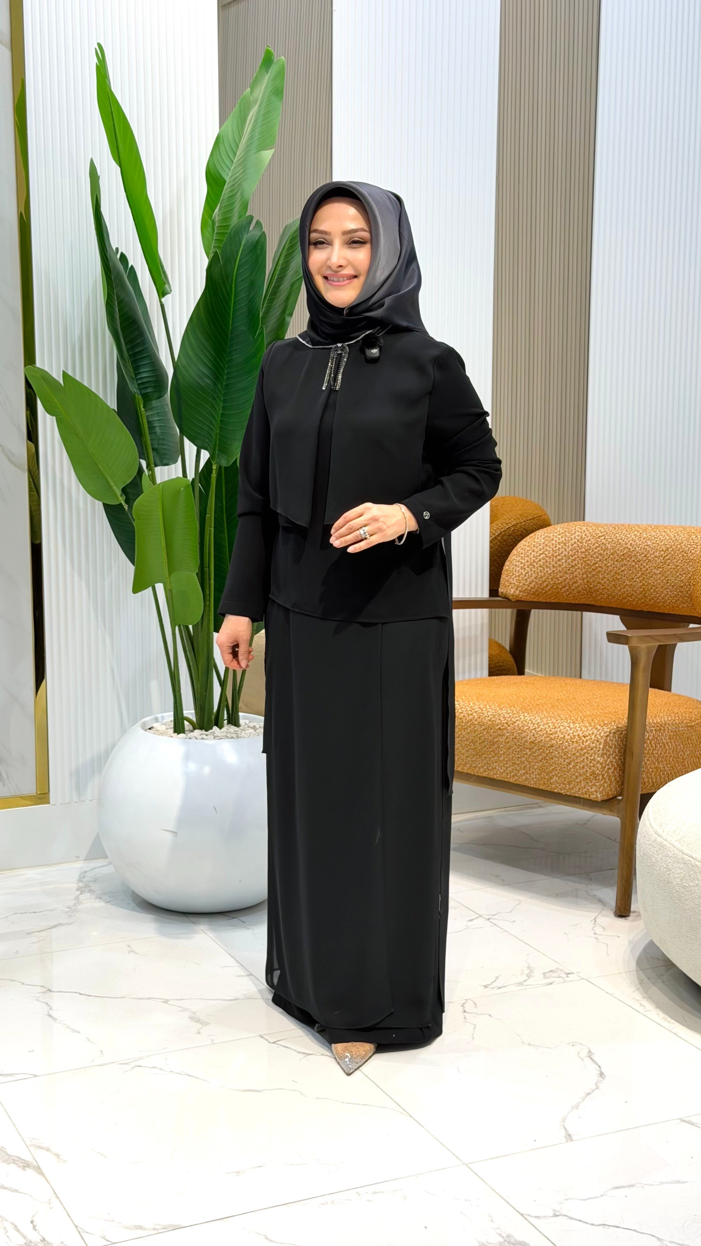 ARMİNE TREND BROŞ DETAYLI PANTOLONLU İKİLİ TAKIM -25KT675