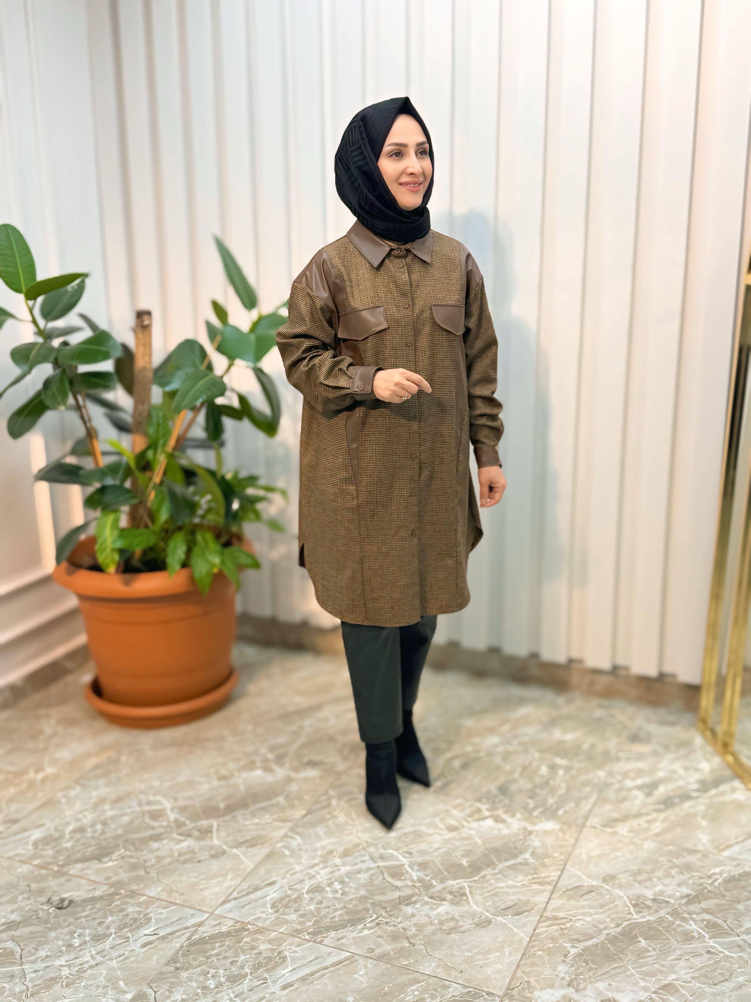 ARMİNE TREND DERİ DETAY TUNİK-24KT426