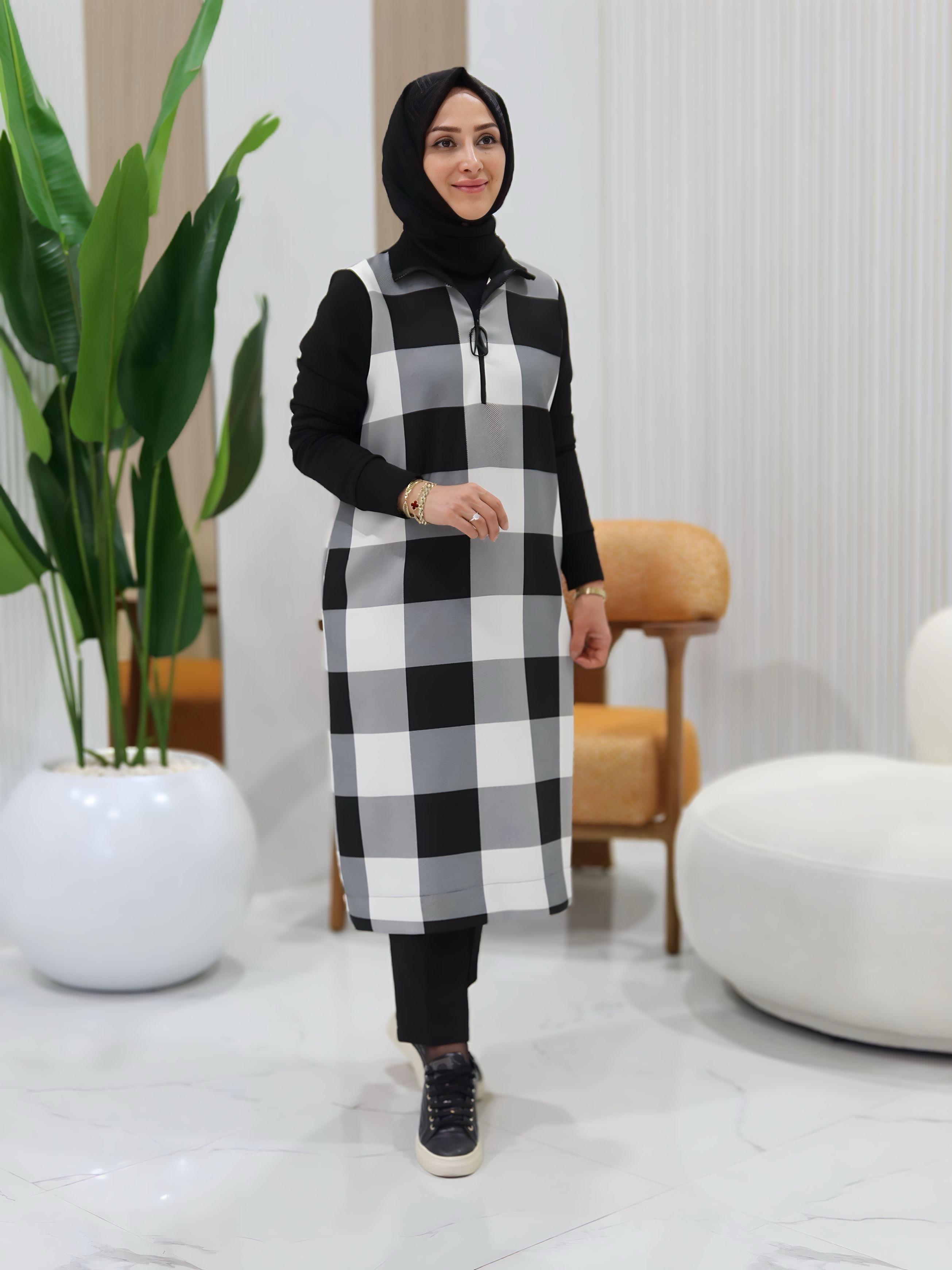 ARMİNE TREND EKOSE DESENLİ RİBANALI TUNİK -25KT441