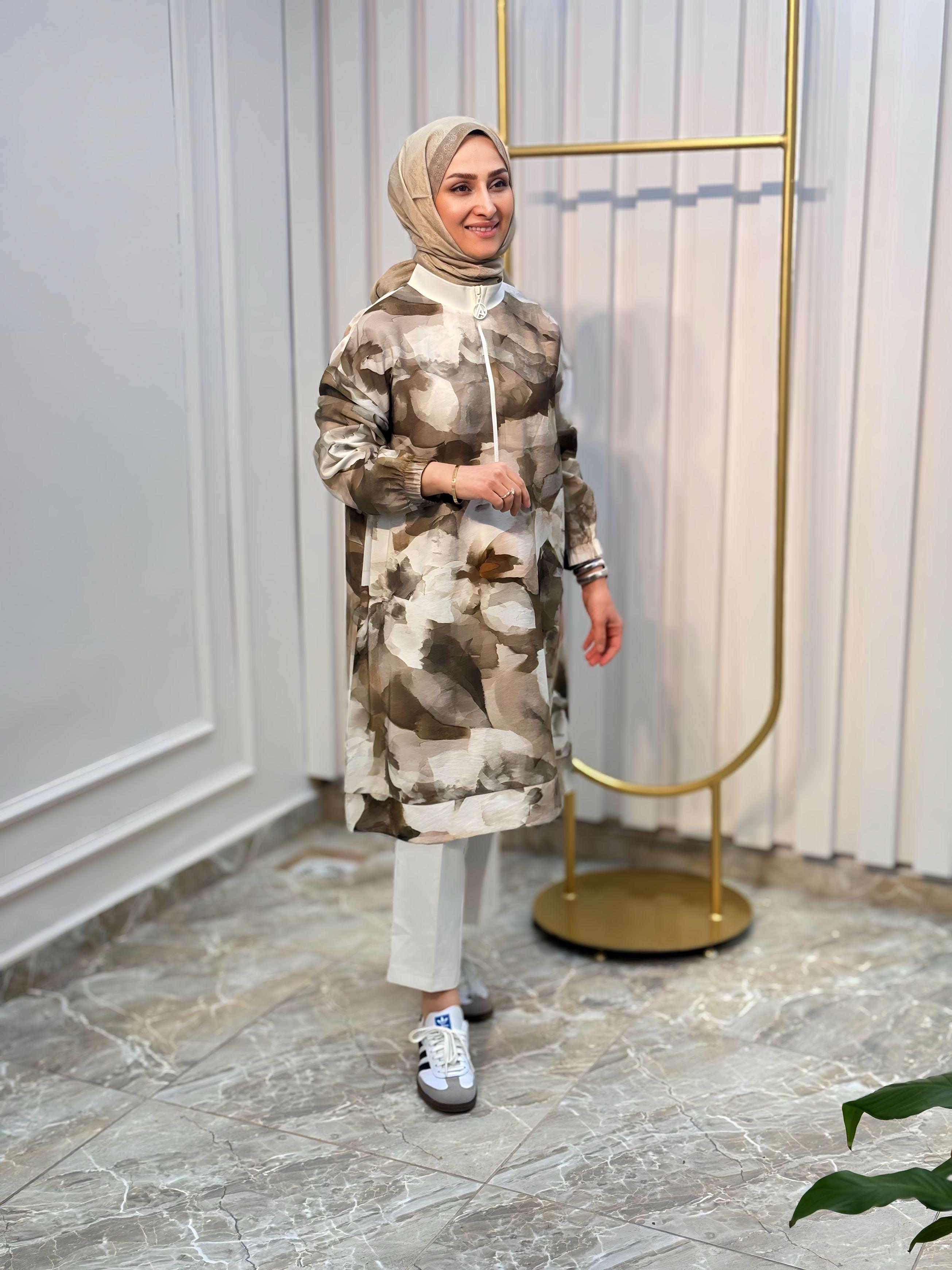 ARMİNE TREND KENDİNDEN DESENLİ TUNİK - 25YT438