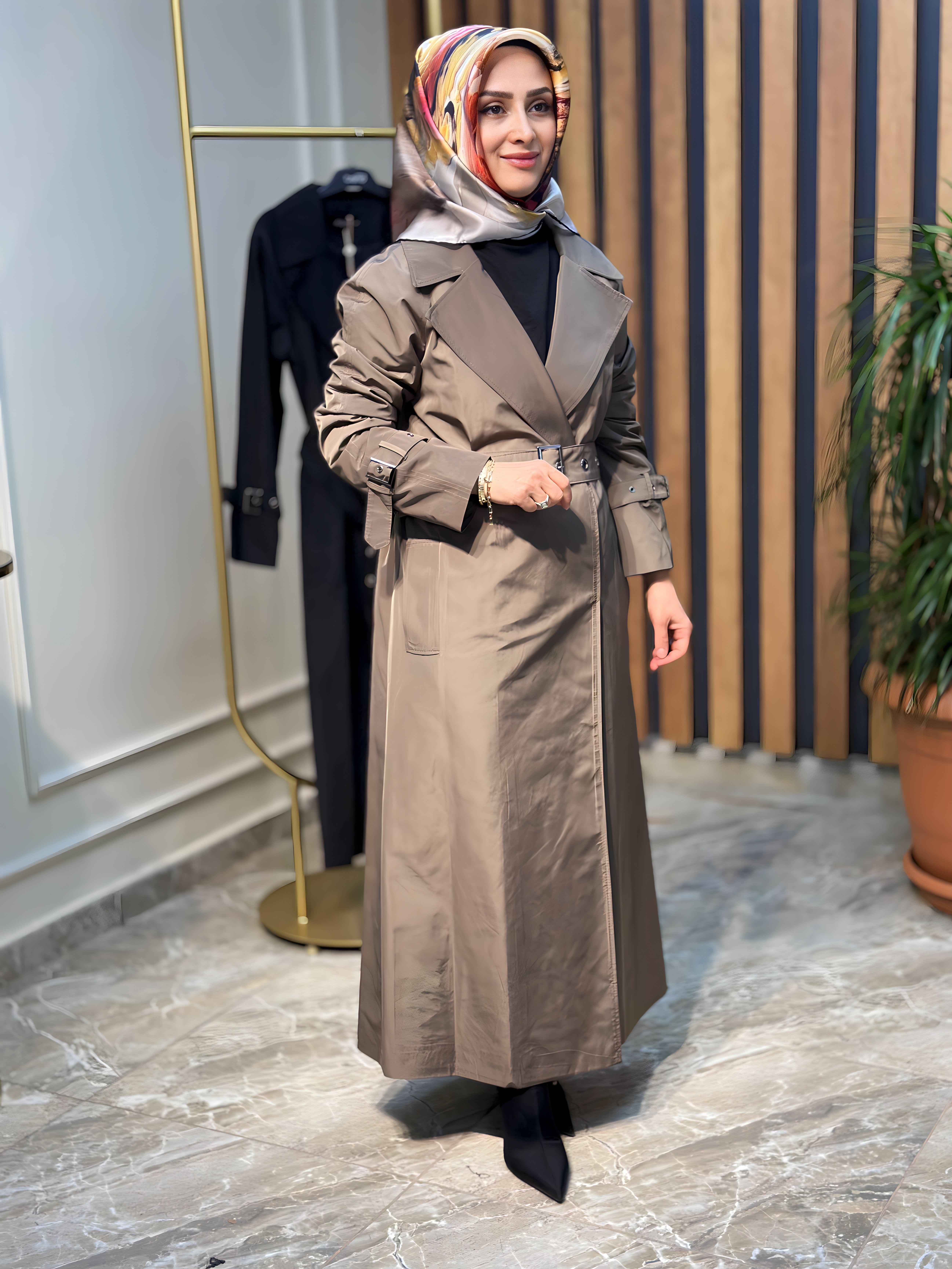 ARMİNE TREND KRUVAZE YAKA ÖNÜ ÇITÇITLI KADIN TRENCH