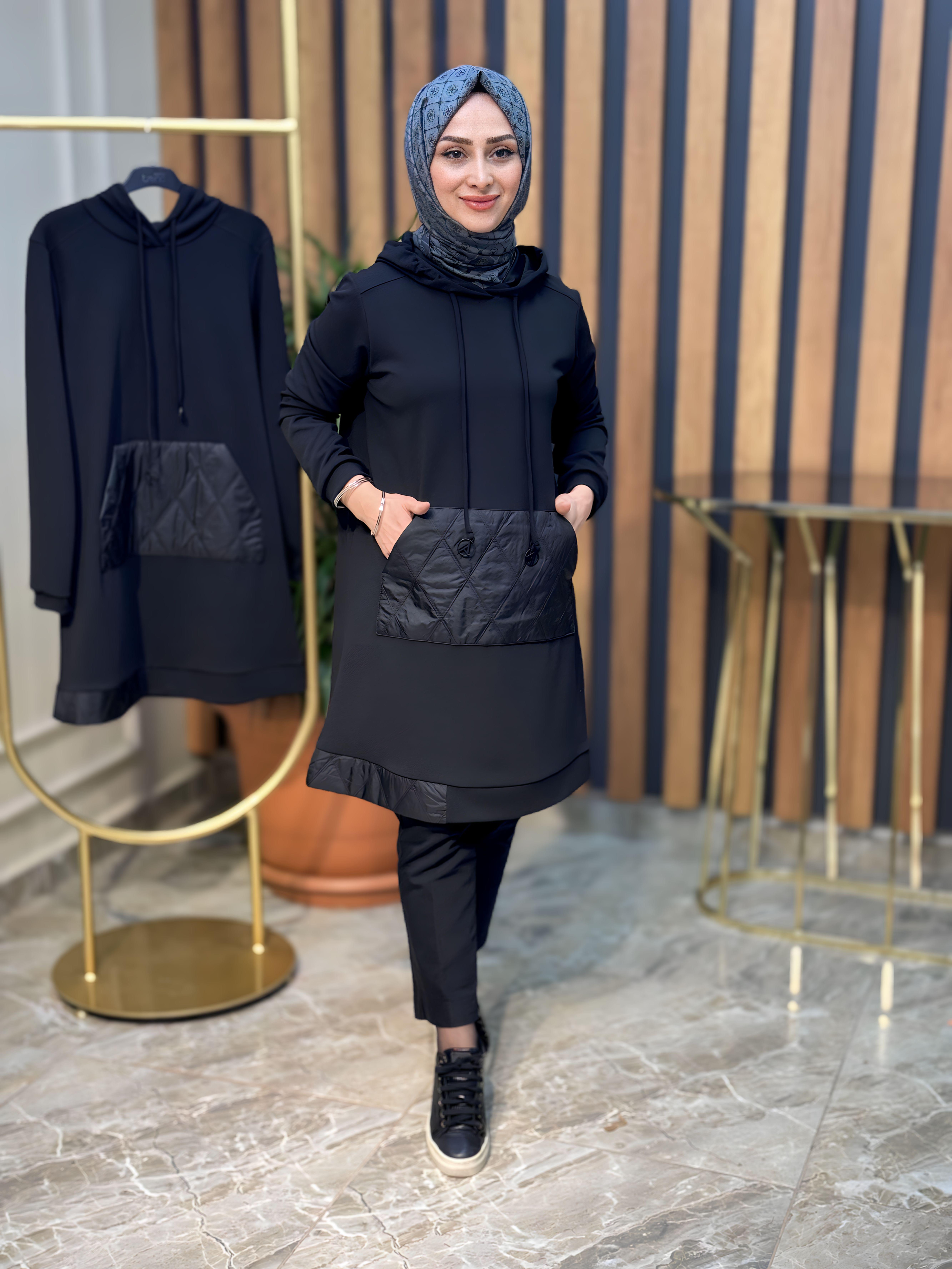 ARMİNE TREND ÖN KAPİTONE DETAYLI,CEPLİ TUNİK-23KT447