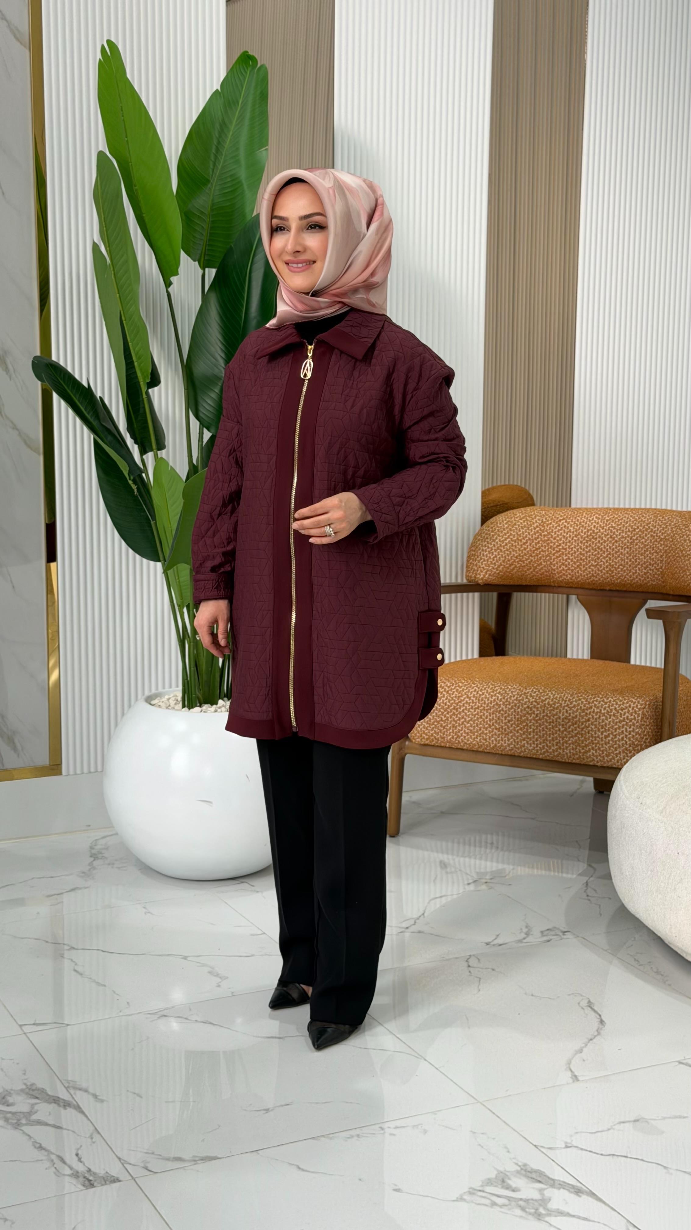 ARMİNE TREND OVAL KESİM FERMUARLI KAP VİŞNE - 25KT413