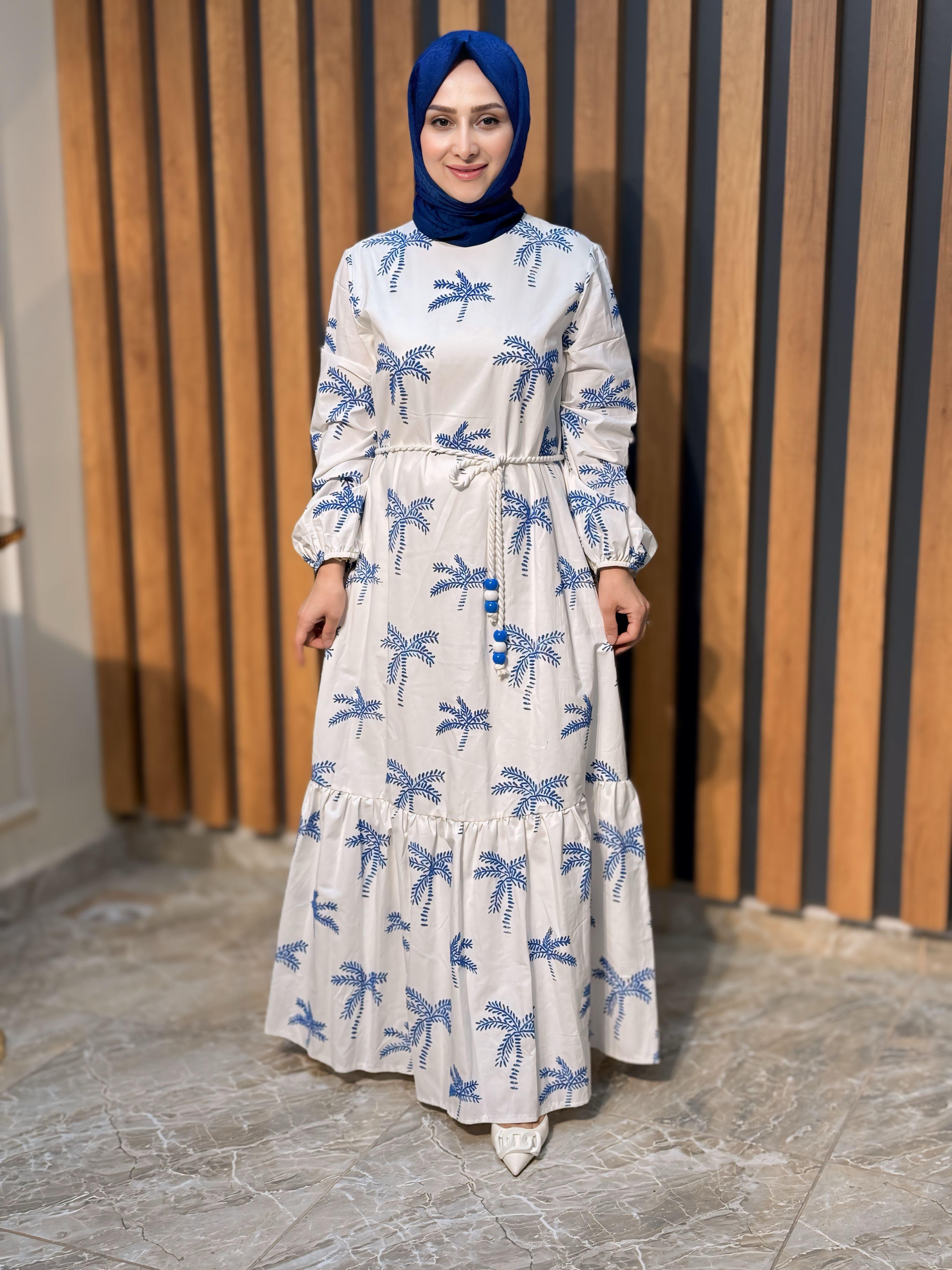 ARMİNE TREND PALMİYE DESEN ELBİSE -24YT943