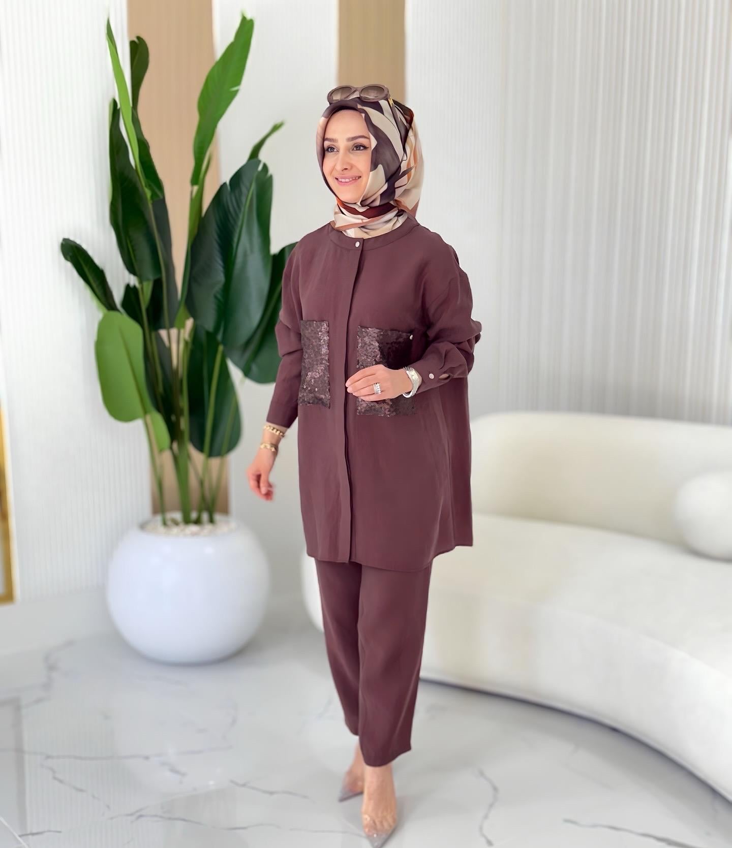 ARMİNE TREND PUL CEP DETAYLI PANTOLONLU TAKIM - 25YT679