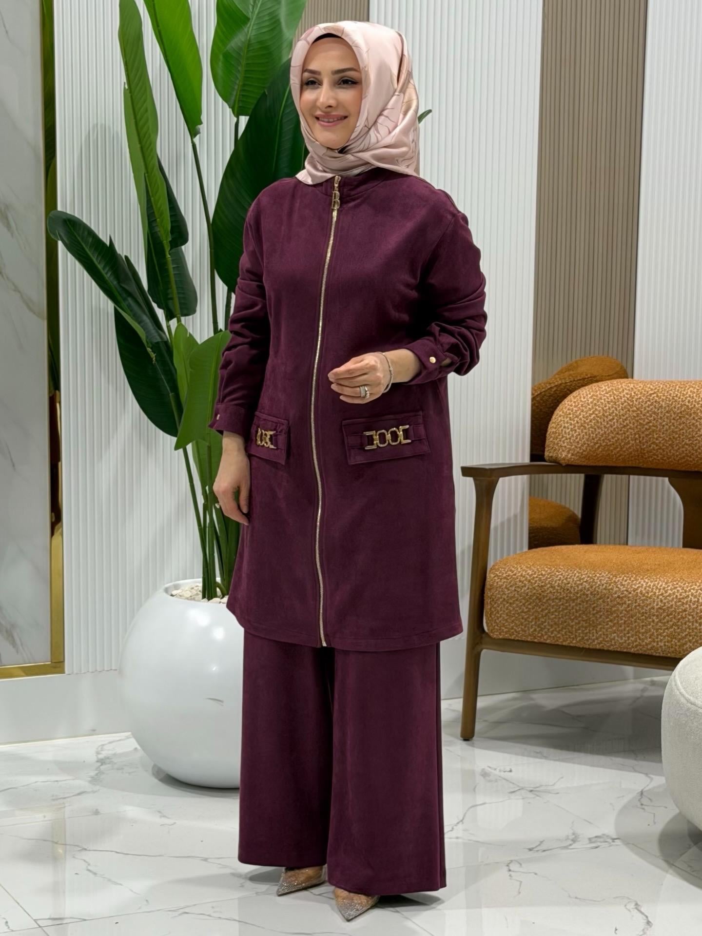 BELLİ CEBİ ZİNCİR DETAYLI TAKIM VİŞNE- 25K6019