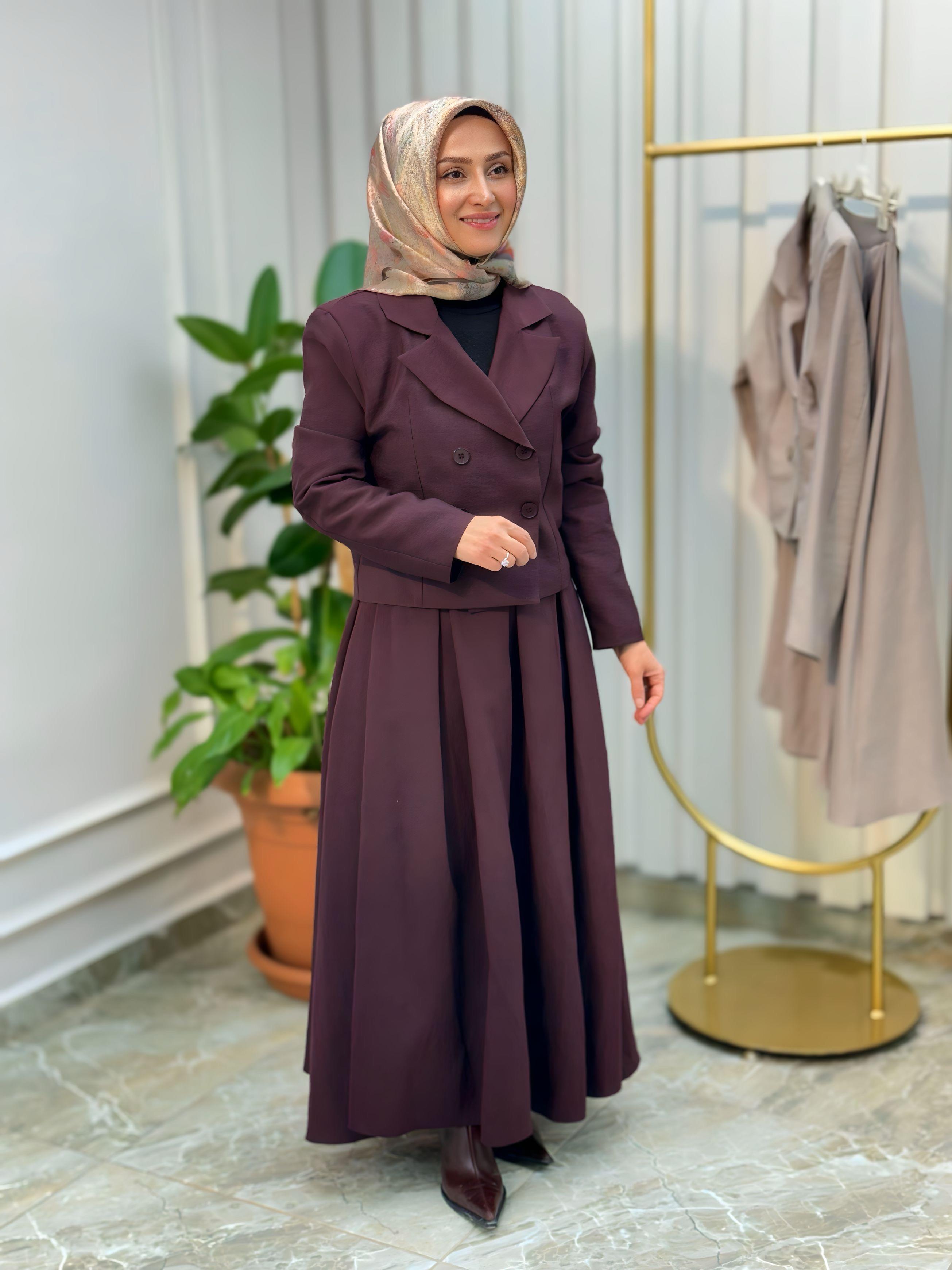 CEKETLİ ETEGİ PLİSELİ İKİLİ TAKIM - 20635