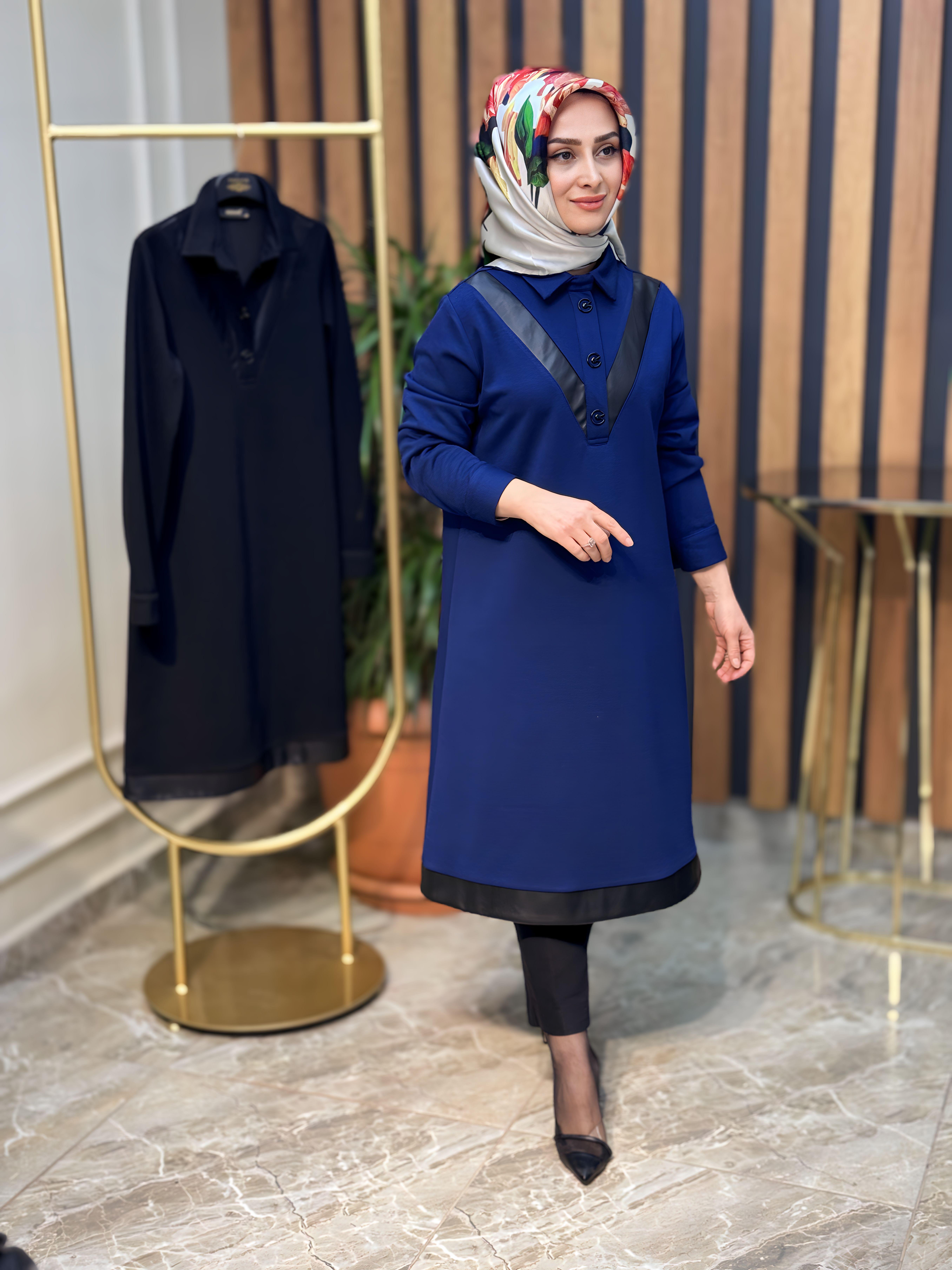 HAYA DERİ GARNİLİ KADIN TUNİK-1222
