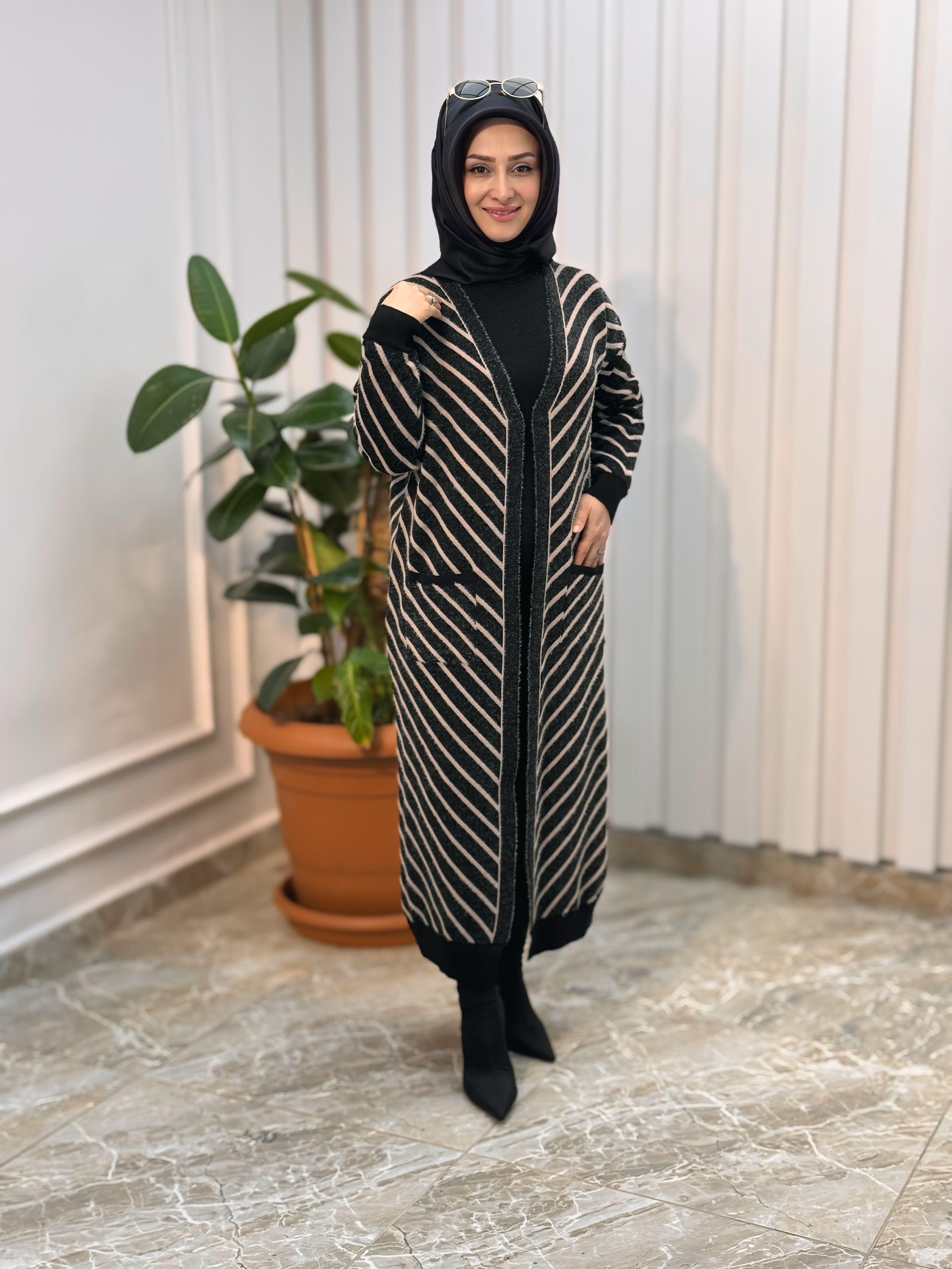KADO ÇİZGİLİ V DESENLİ HIRKA 3188