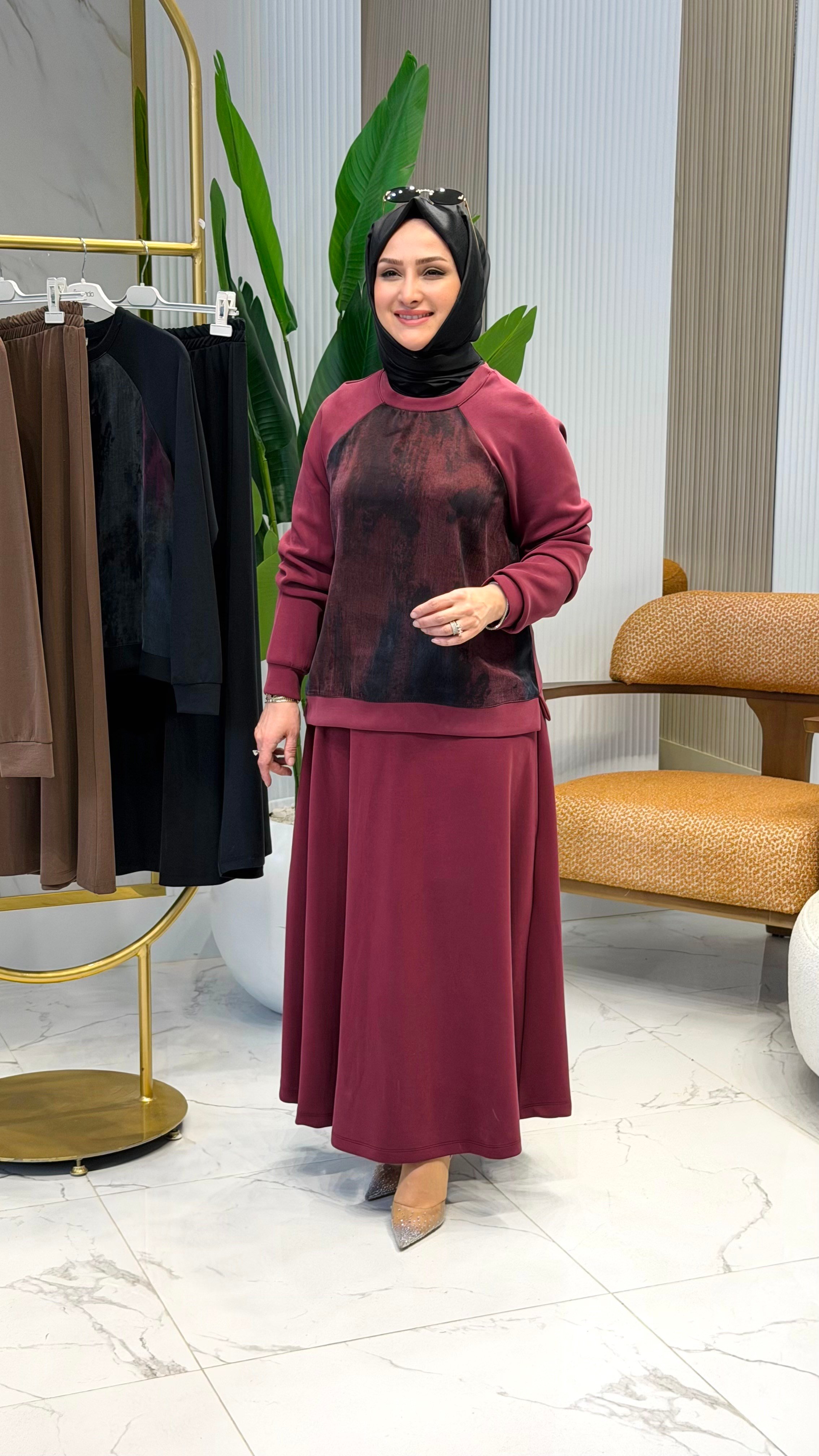 KADO KUPRA DETAYLI ETEKLİ TAKIM BORDO-262924