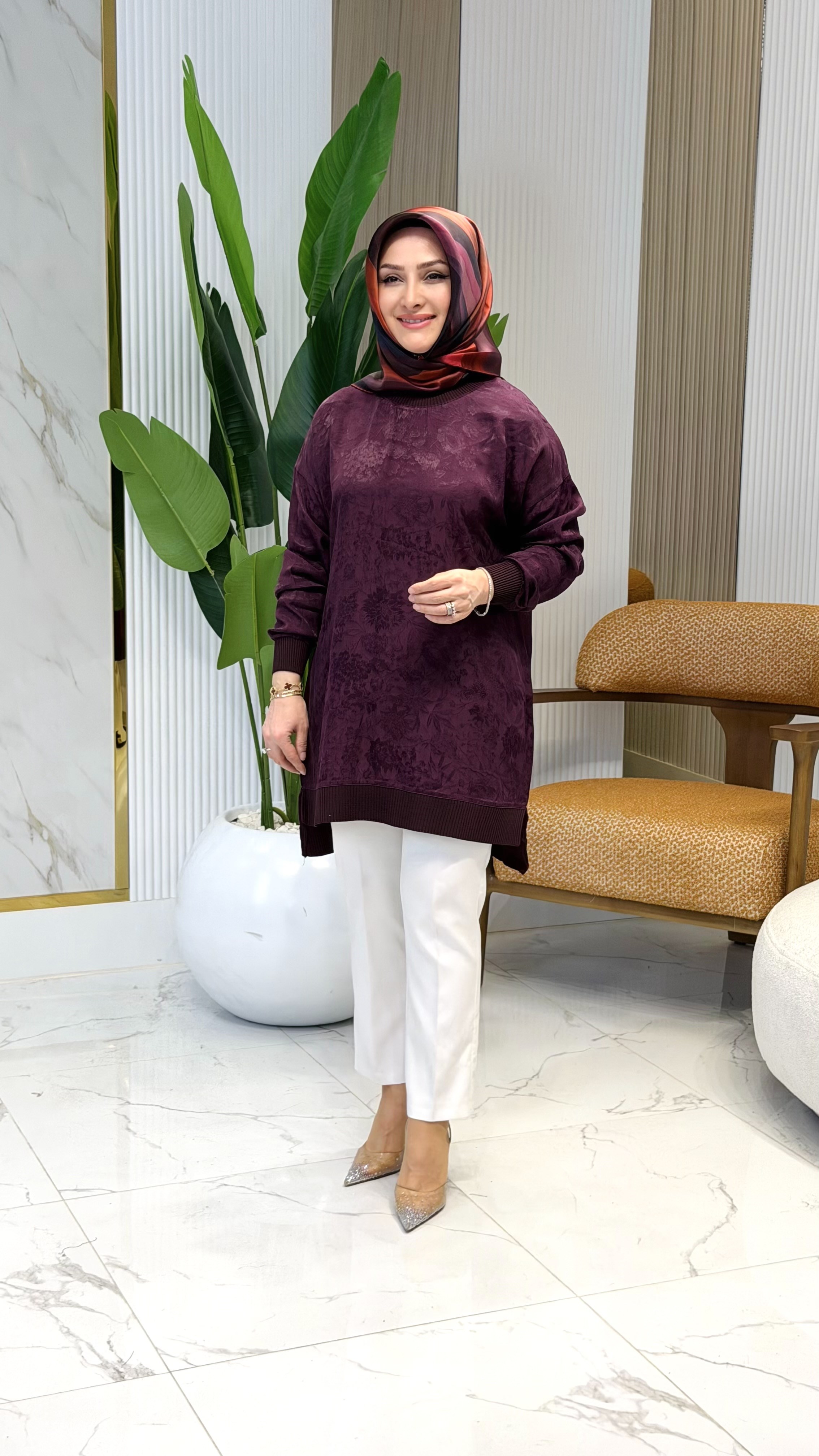 KADO RİBANALI DESENLİ TUNİK MÜRDÜM- 262926