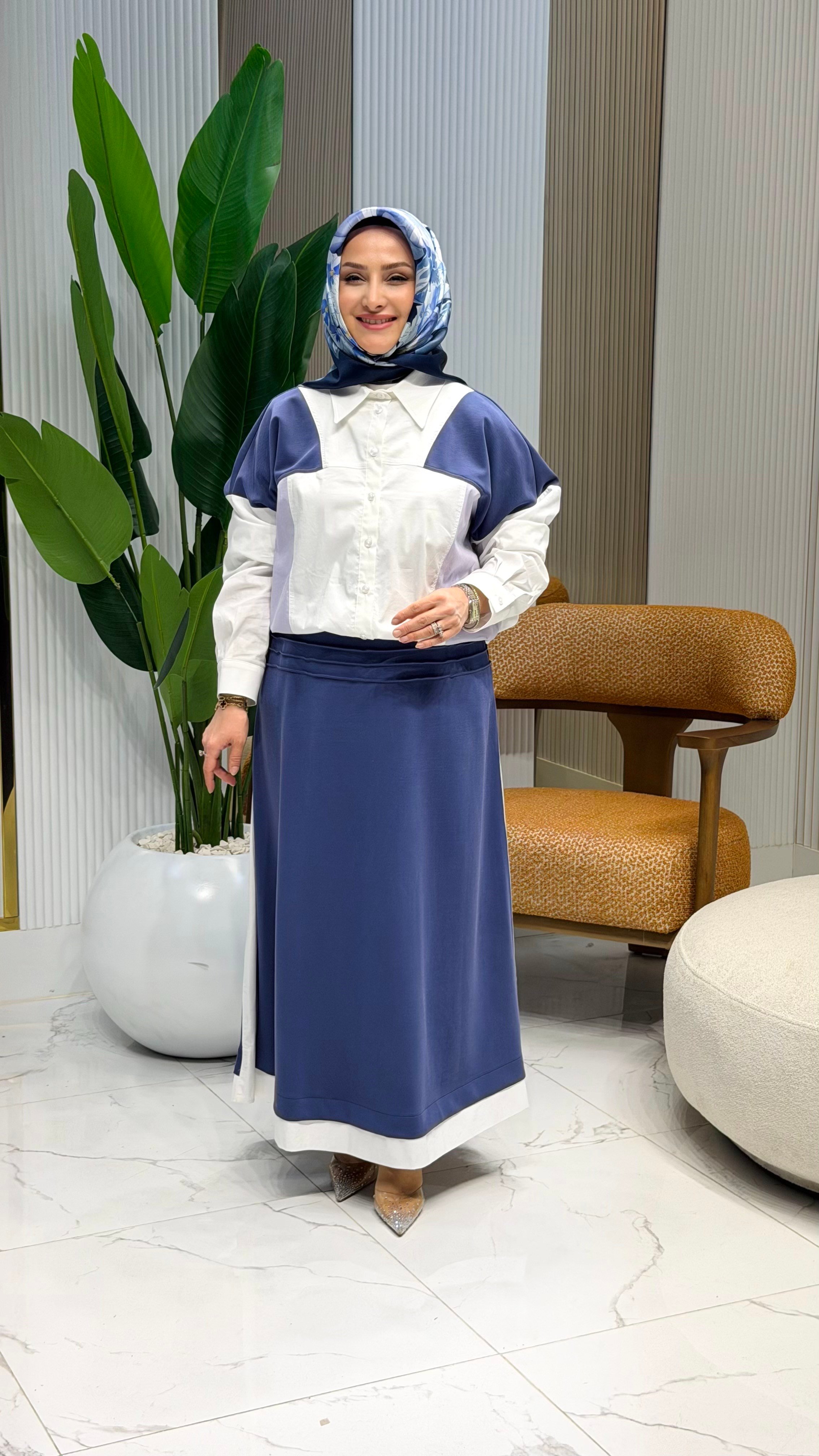 TIĞ TRİKO GÖMLEK  ETEK TAKIM LACİVERT -5098