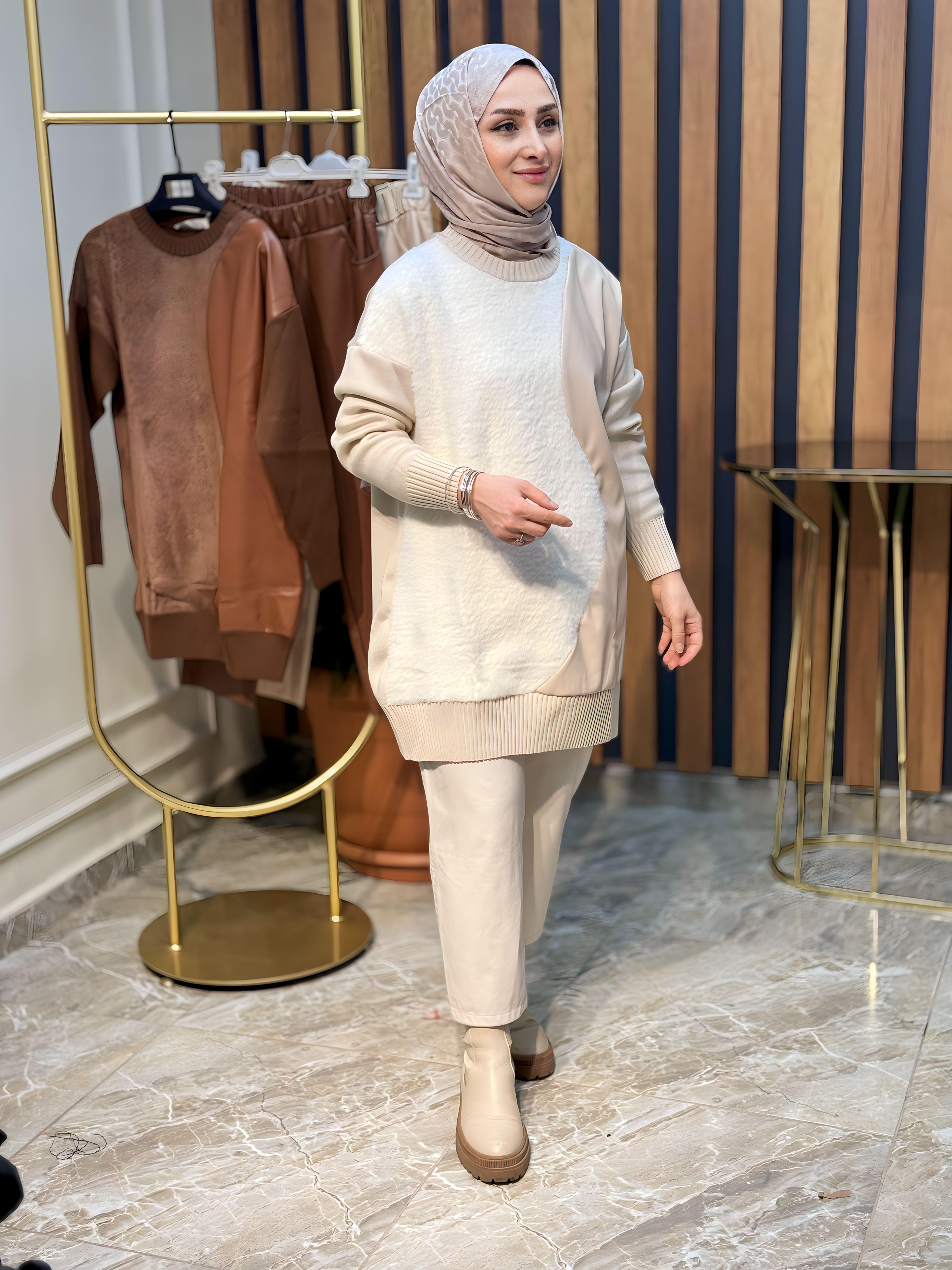 TIĞTRİKO DERİ DETAYLI TRİKO TUNİK-21416