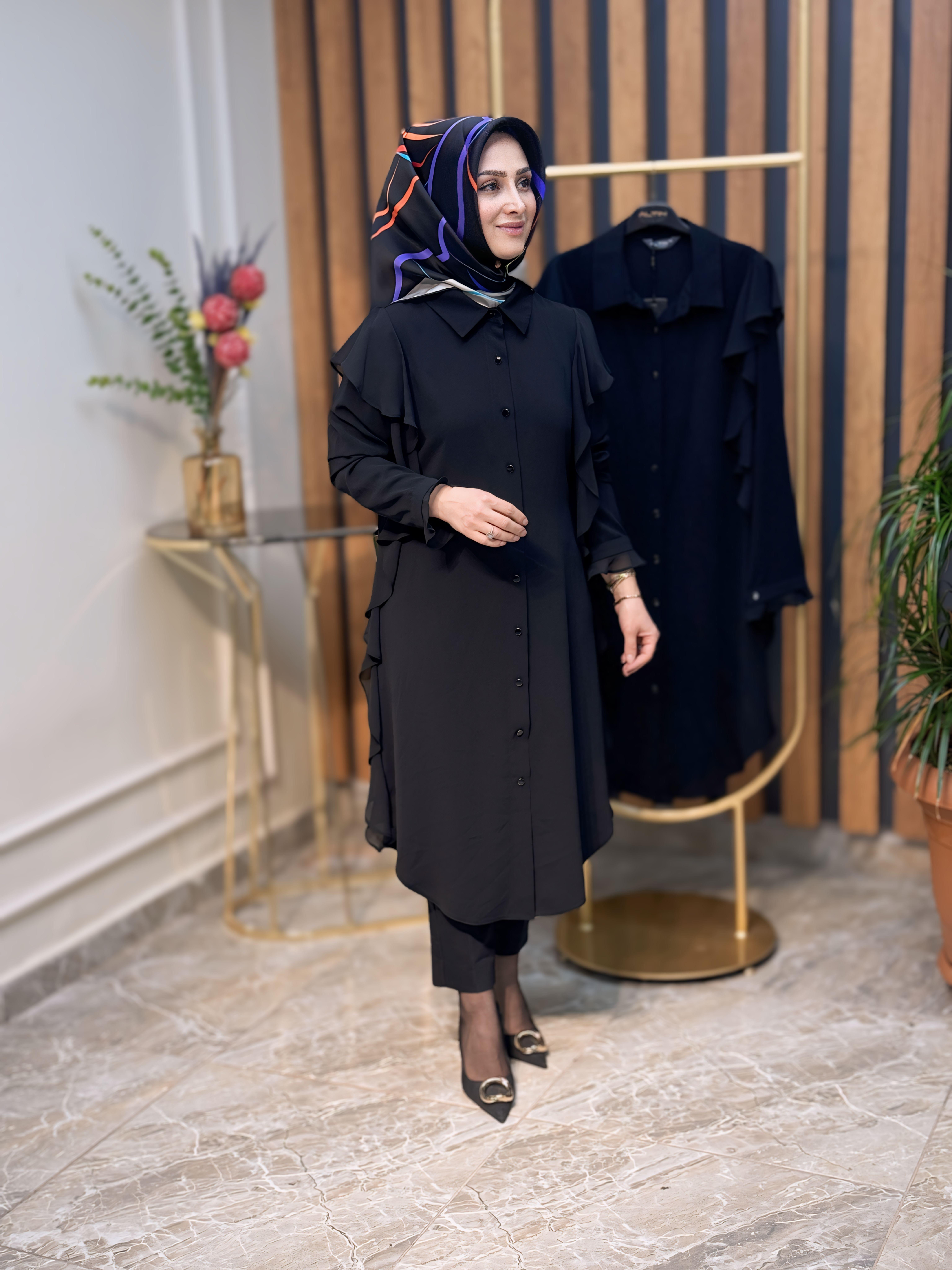 YANFIRFIRLI ÖNDEN DÜĞMELİ TUNİK-8646