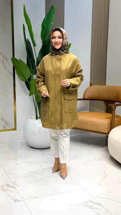 ARMINE TREND 26YT506 CEPLERİ AKSESUAR DETAY KAP - YAĞ YEŞİLİ