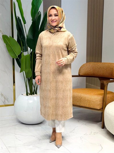 KADO ÖN YARIM FERMUARLI TUNİK BEJ- 257975