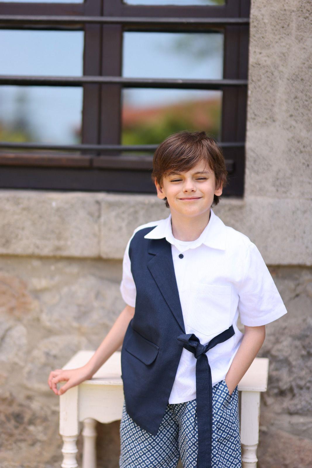 Ceket Detaylı Keten Gömlek 