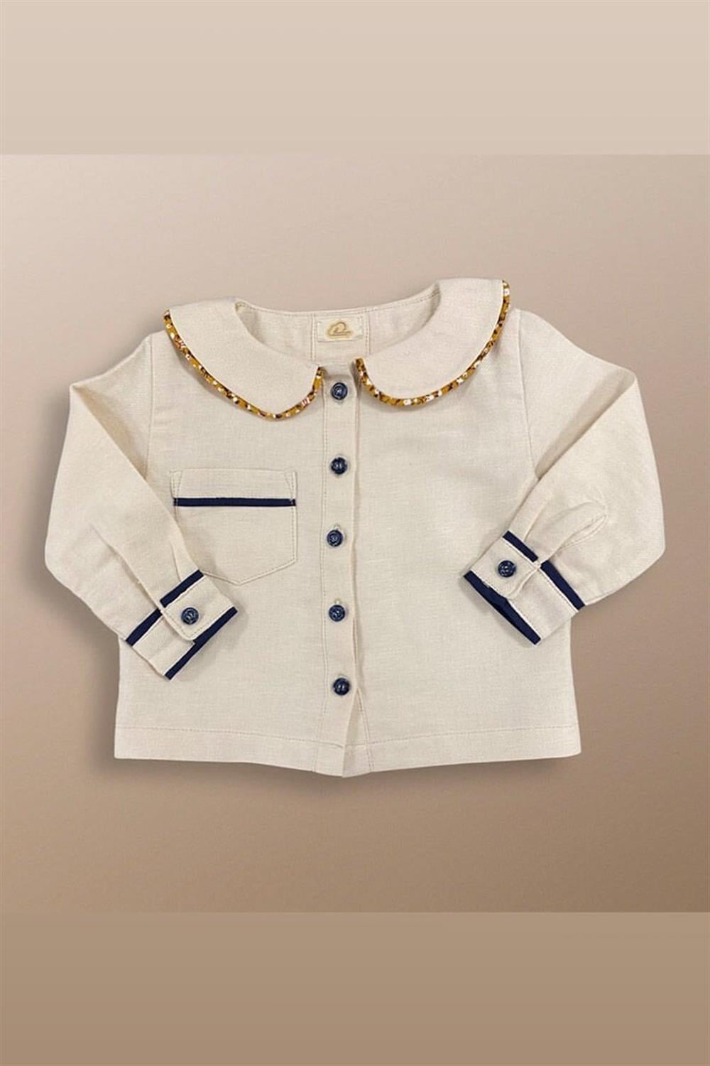 Çiçek Biyeli Pamuklu Gömlek