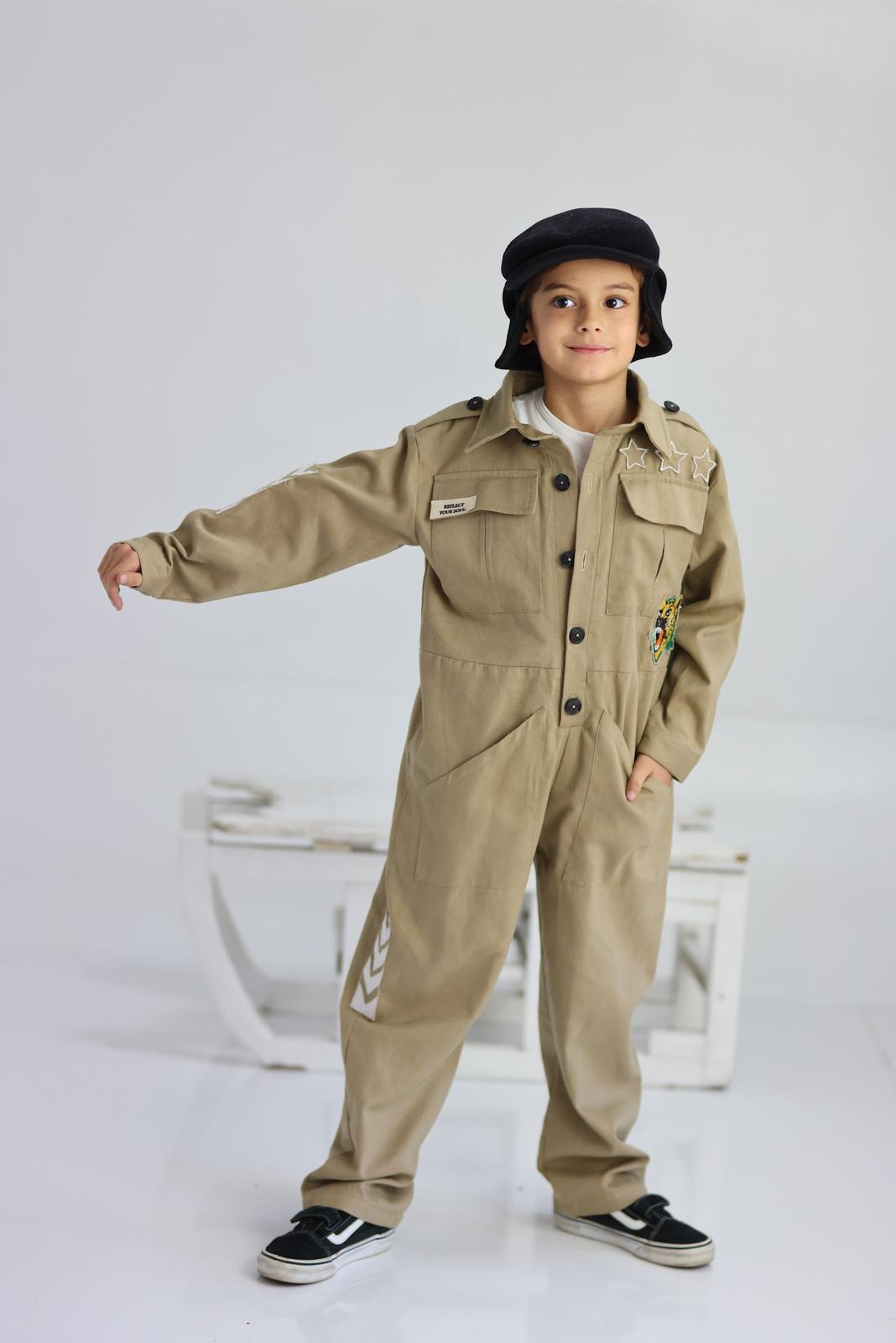 Kadife Nakışlı Hardal Tulum