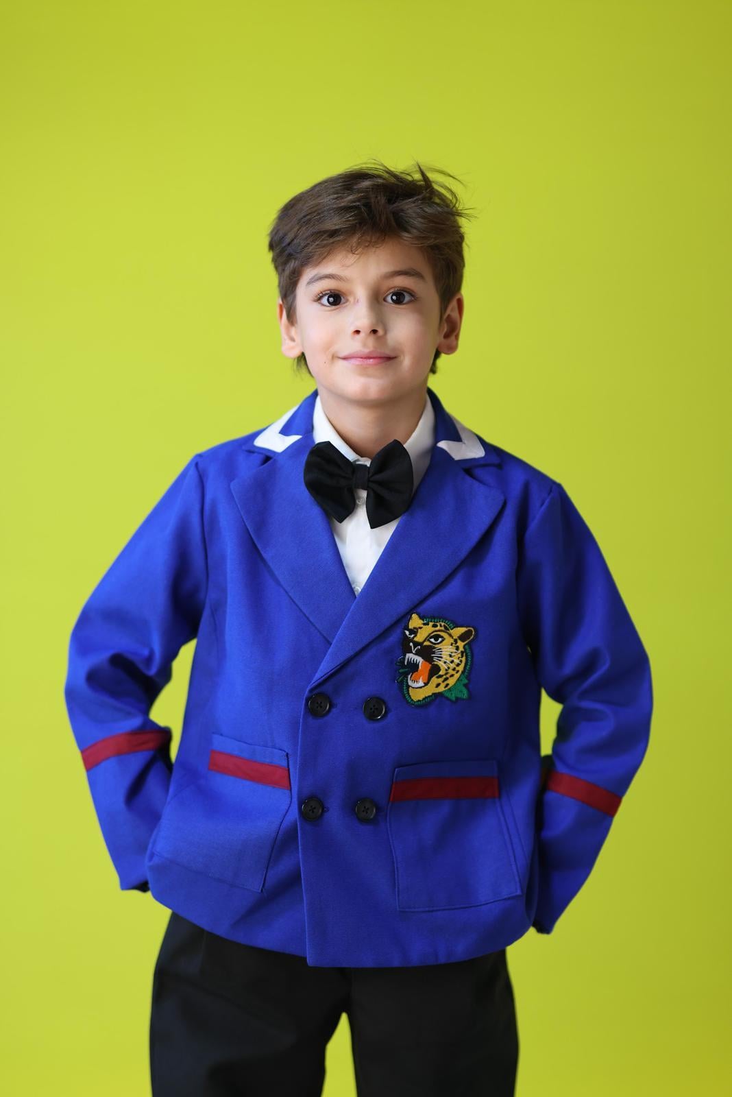 Saks Rengi Kaplan Nakışlı Blazer Ceket