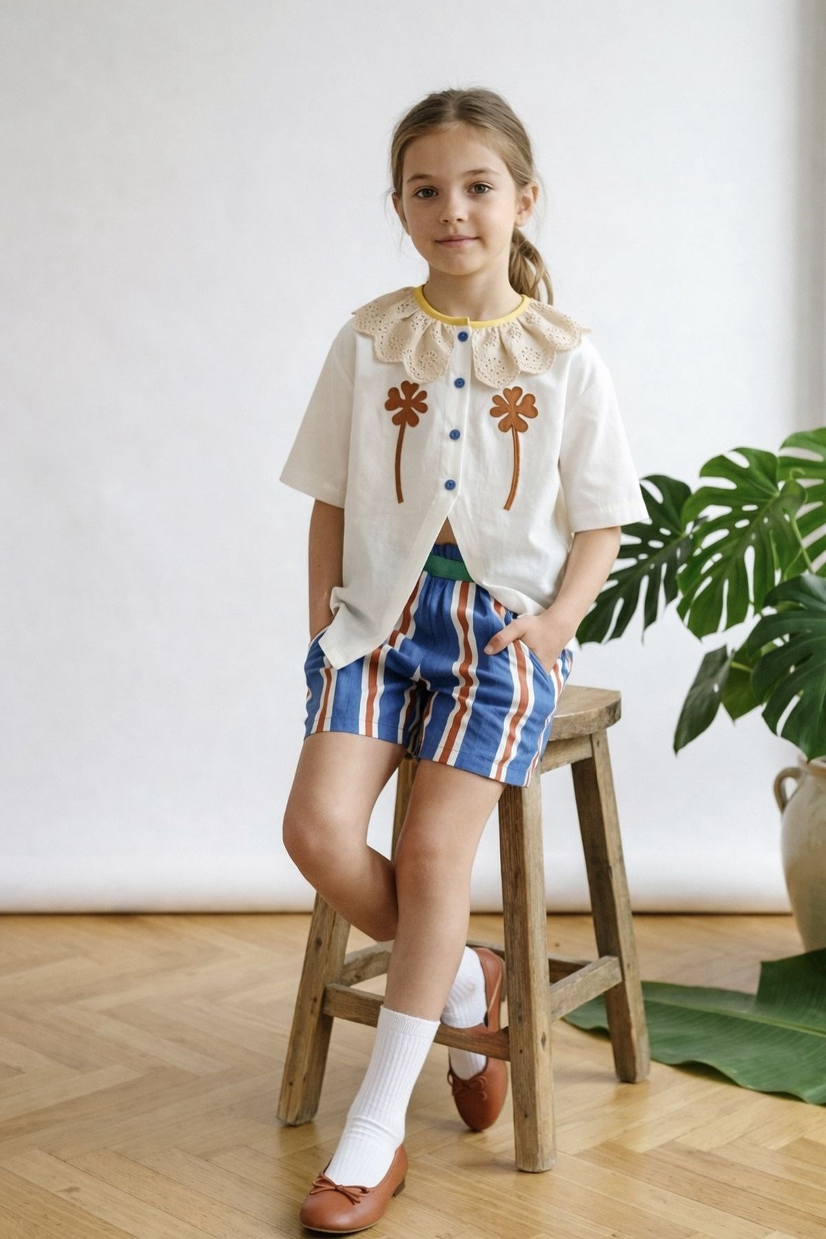 Aplikeli Fisto Yaka Gömlek