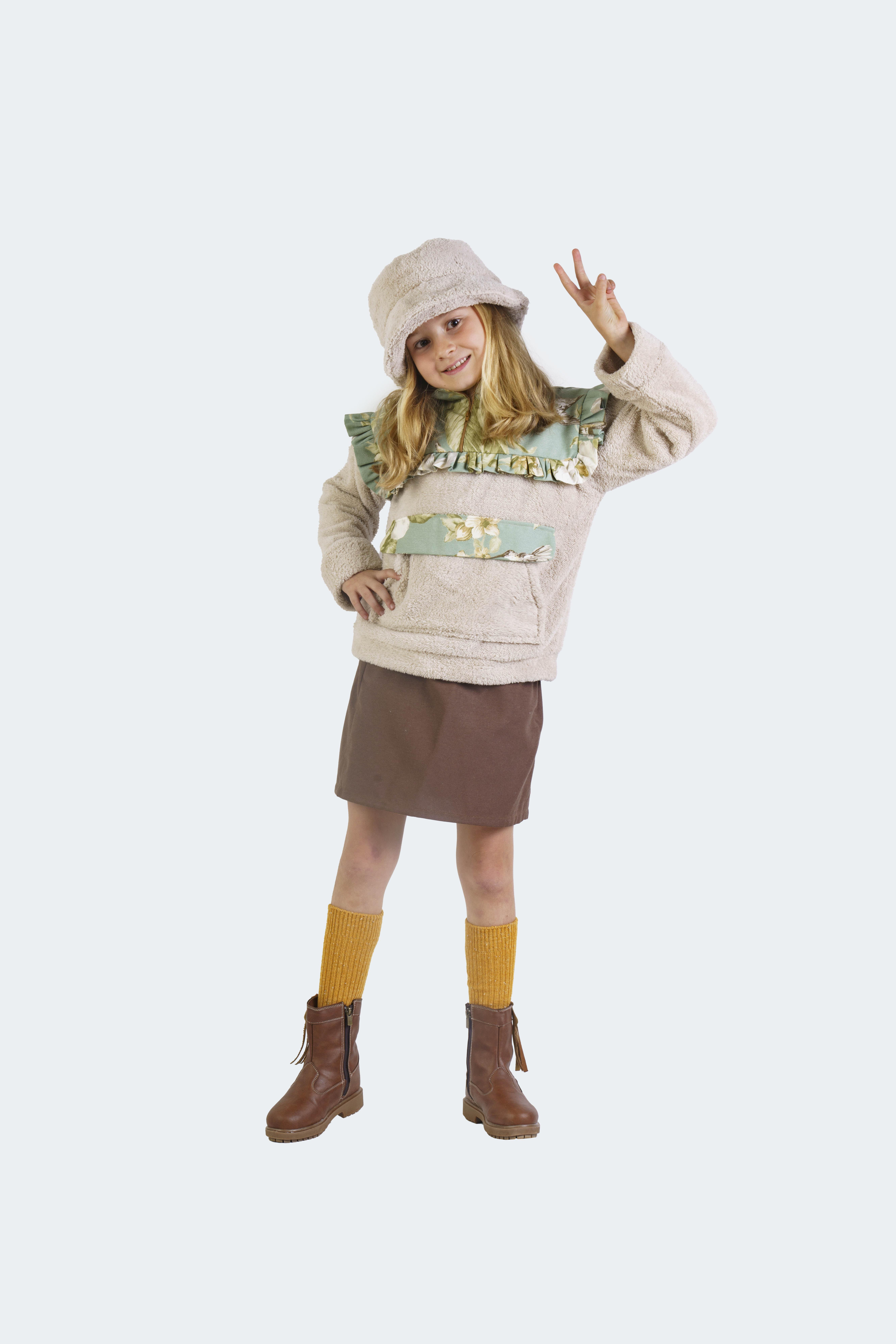 Çiçekli Garnili Kürk Sweat