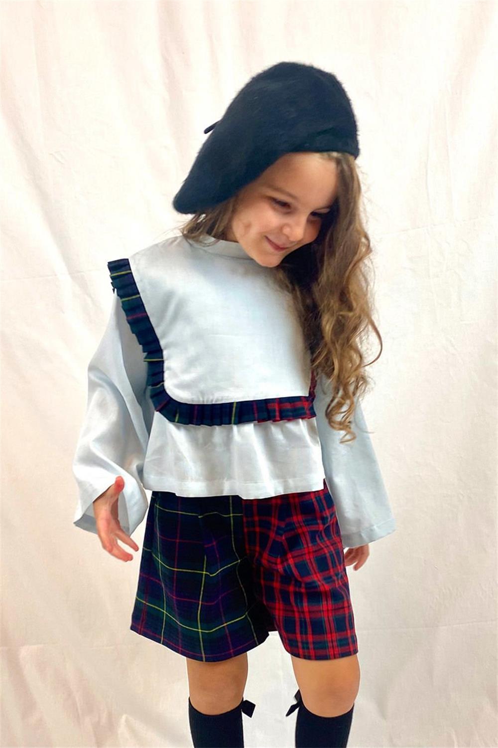 Çift Renk Ekose Bloklu Şort