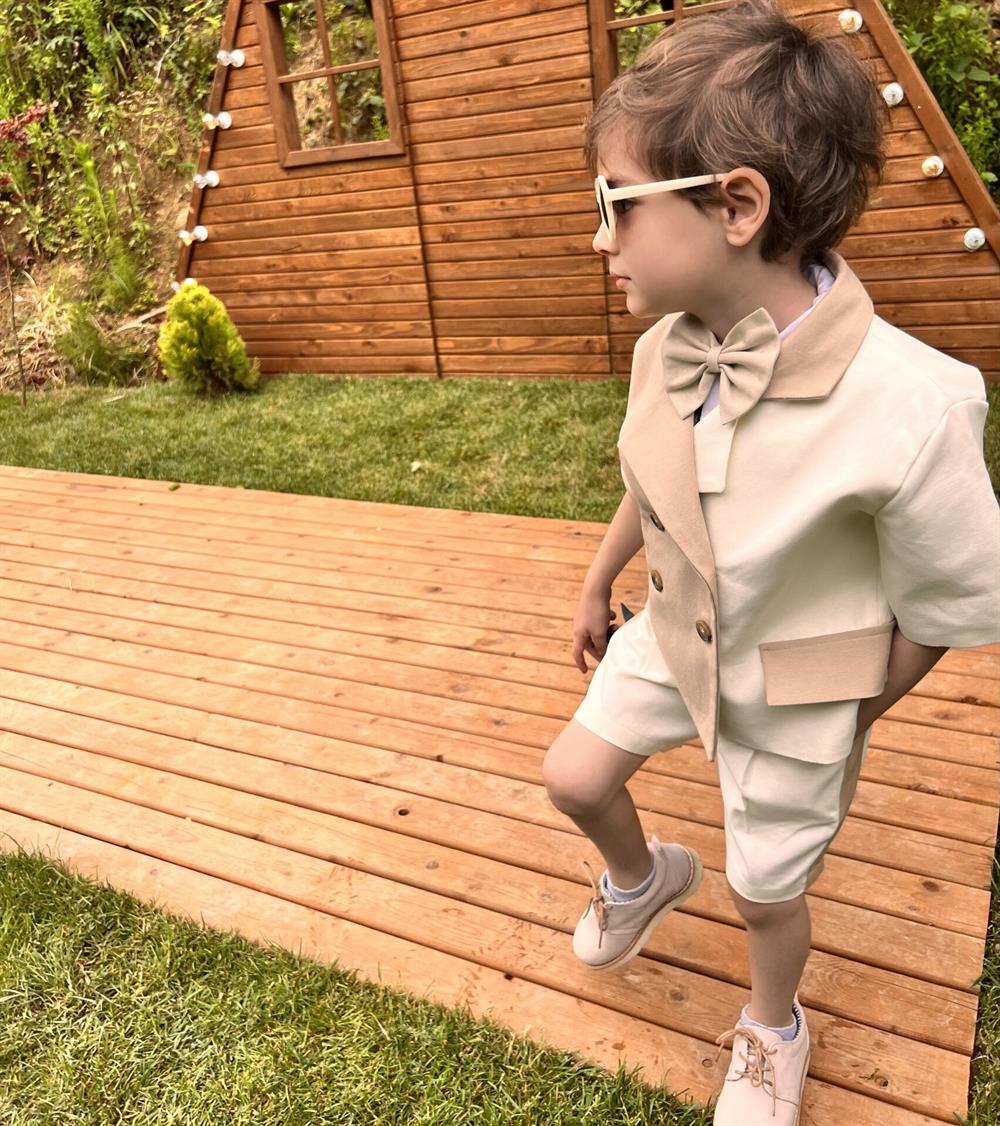 Ekru – Bej Bloklu Ceket