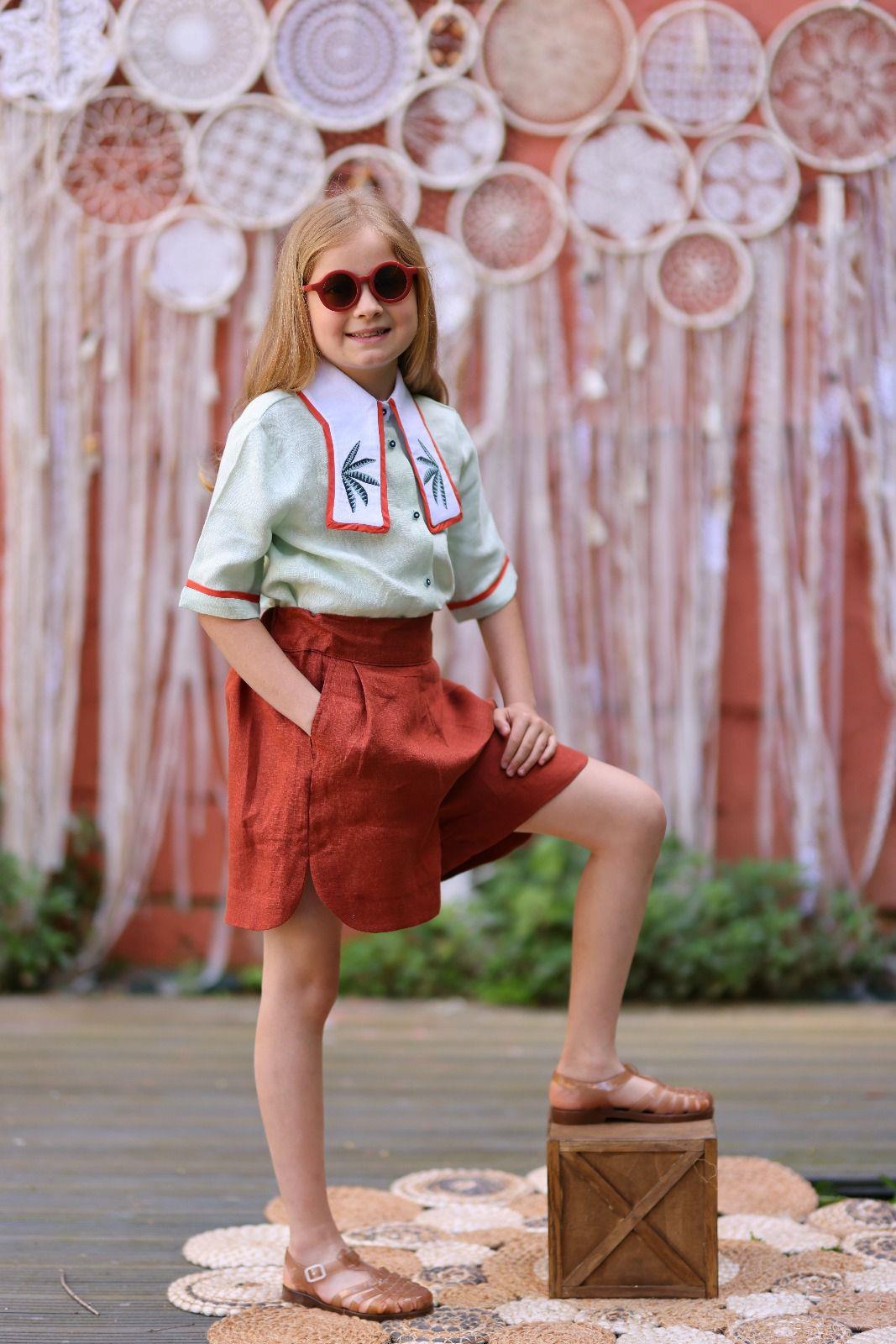 Kiremit Yırtmaçlı Şort