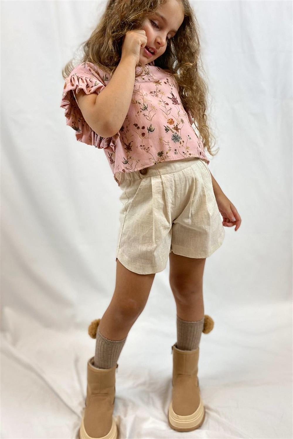 Kız Çocuk Keten Şort