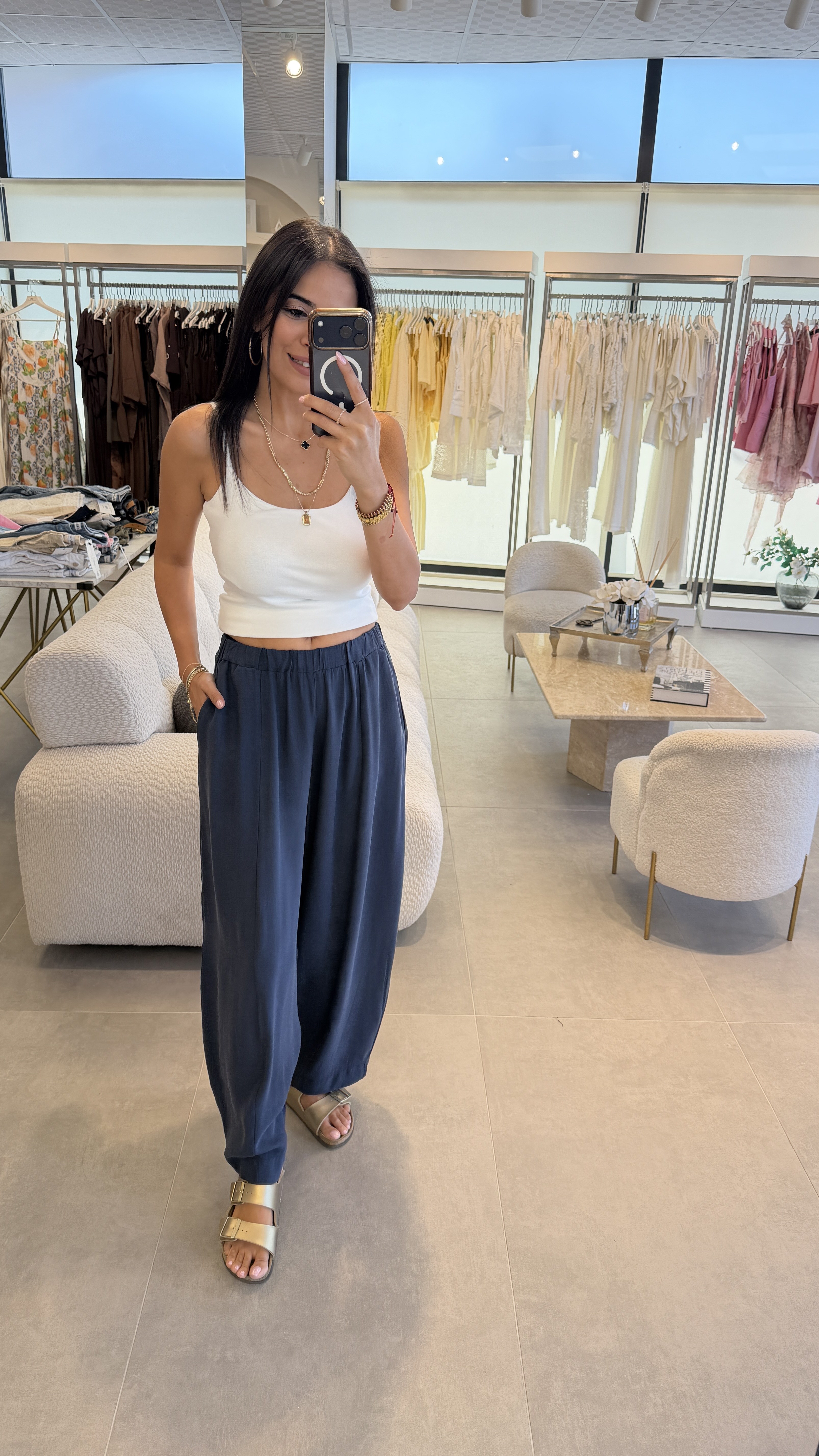  MODAL TENSEL ŞALVAR MODEL  PANTOLON  LACİVERT