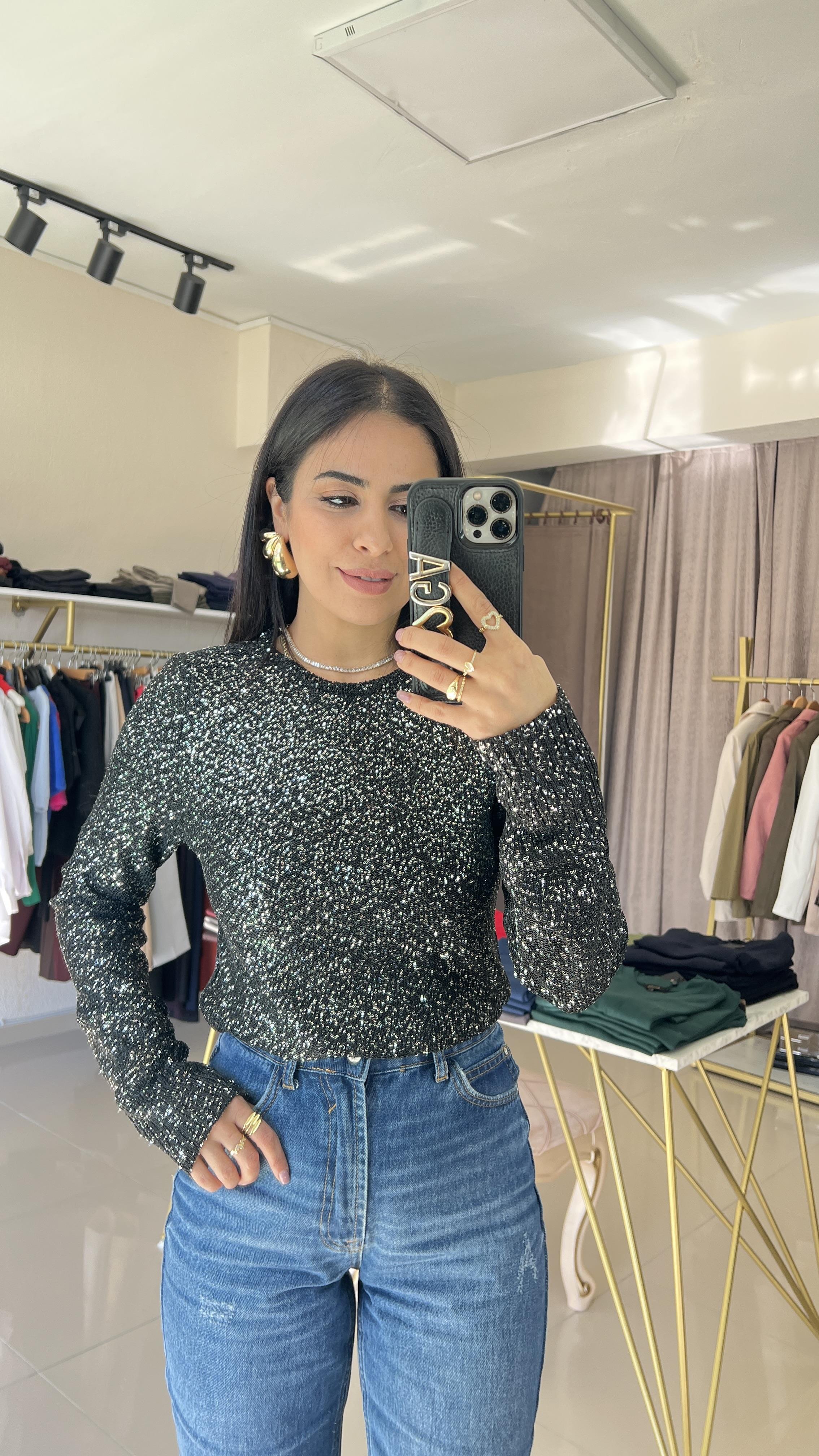 10699 PULLU ASTARLI TRİKO KAZAK SİYAH