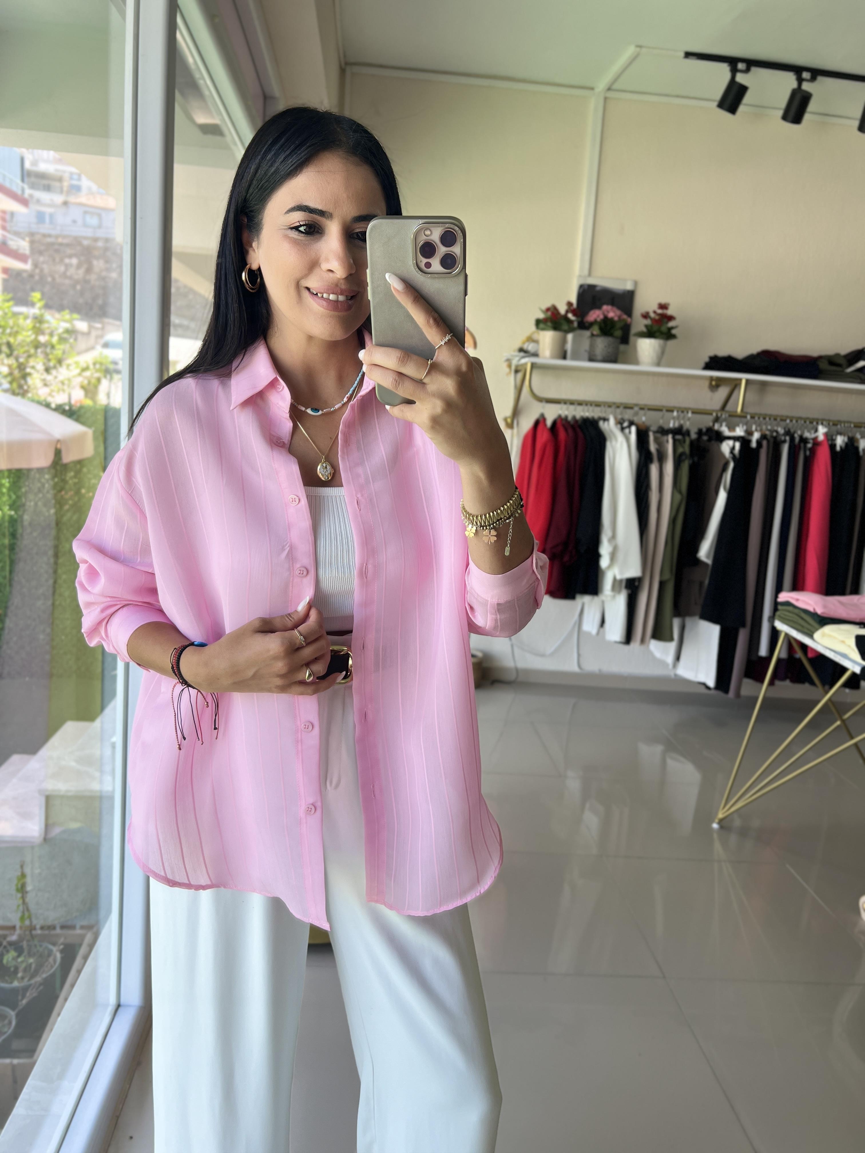 188 OVERSİZE UZUN KOLLU GÖMLEK PEMBE
