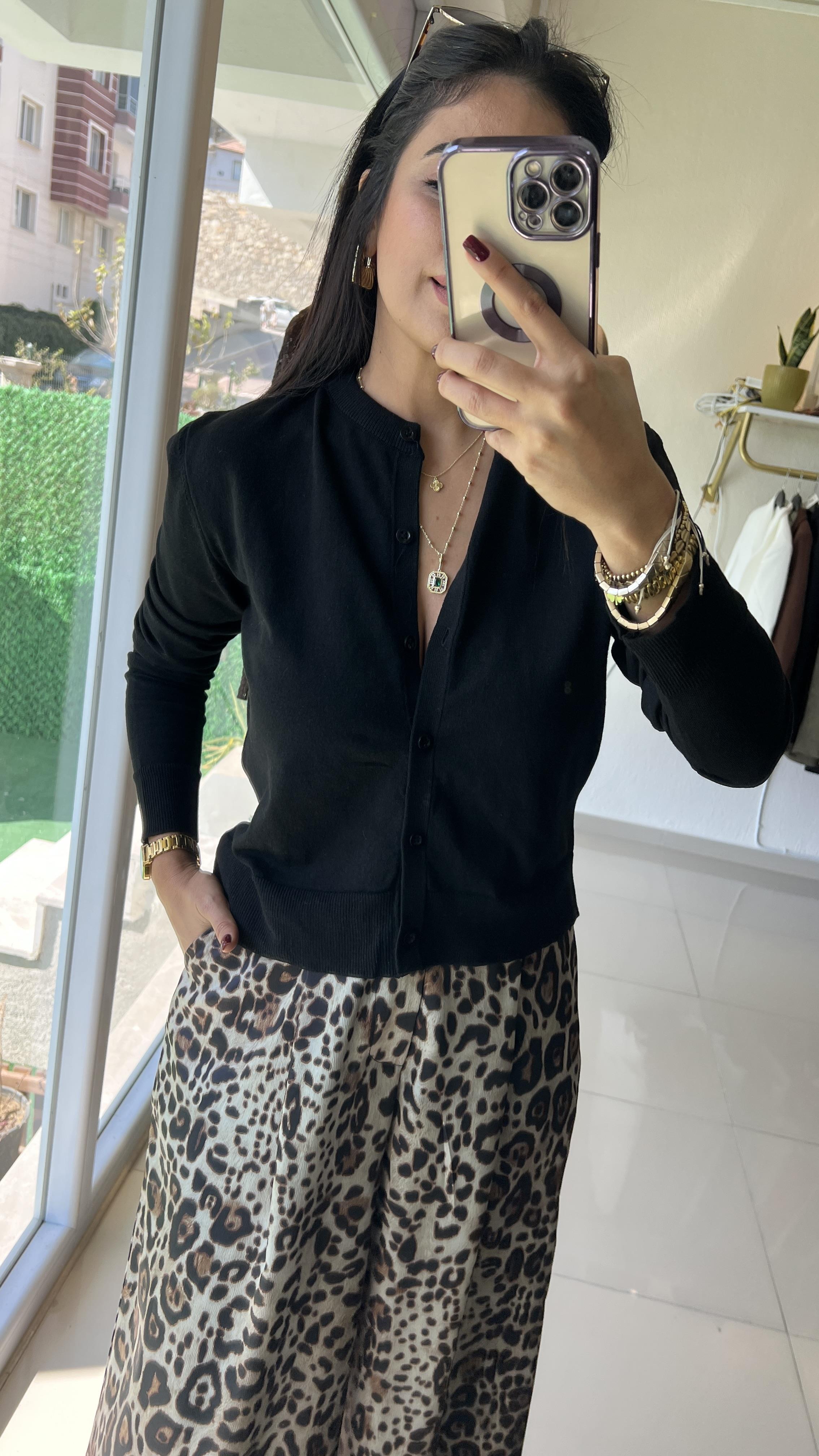 2016 Bisiklet Yaka Yumuşak Massi Hırka SİYAH