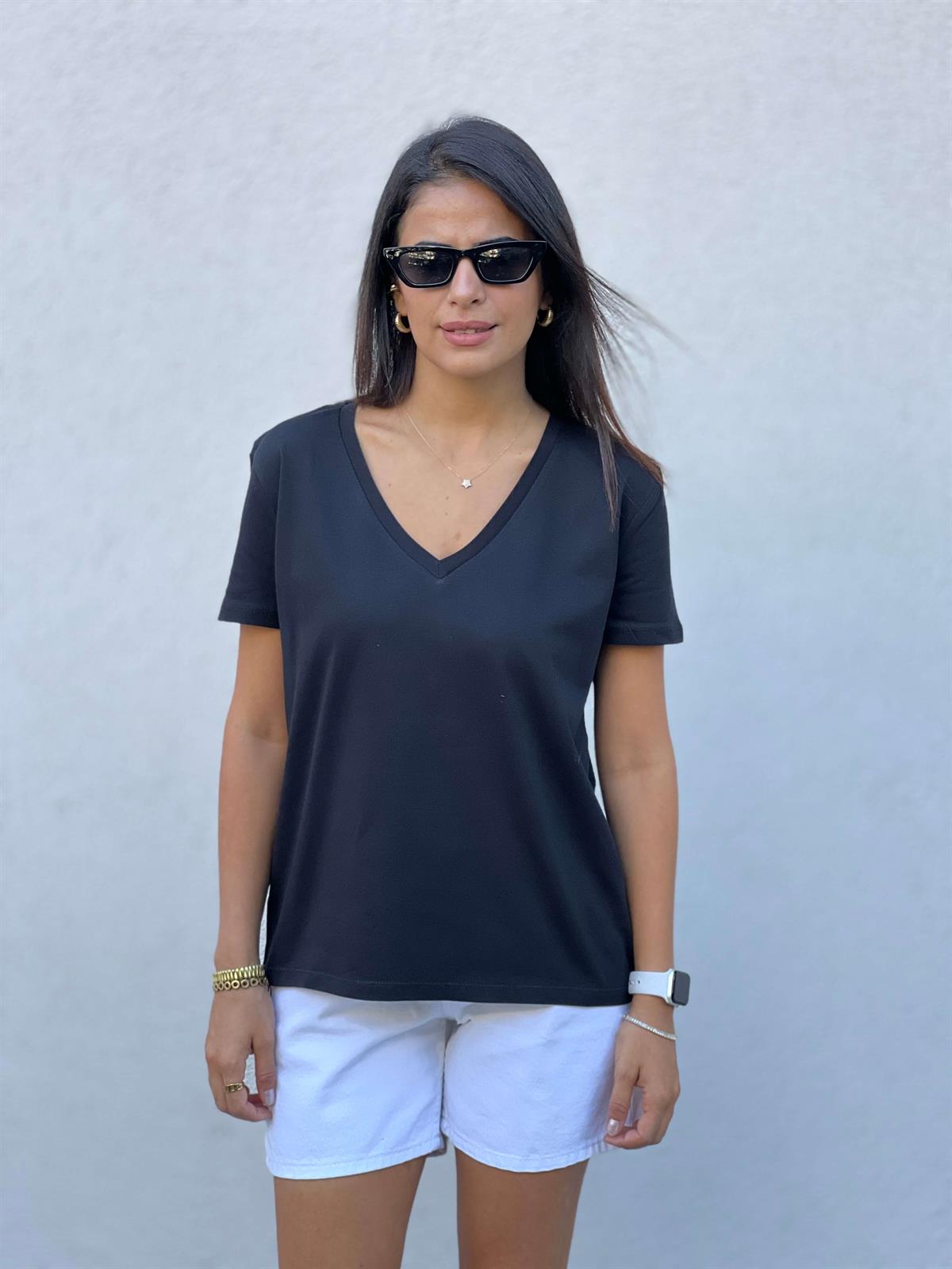 3470 V Yaka Tshirt Siyah