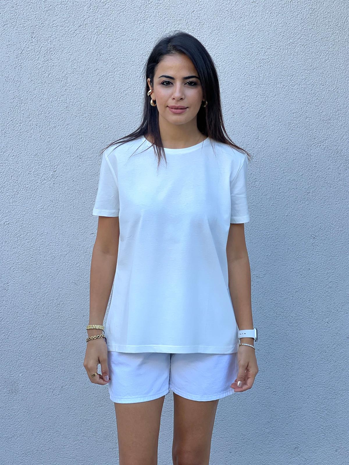 3471 Sıfır Yaka Tshirt Ekru