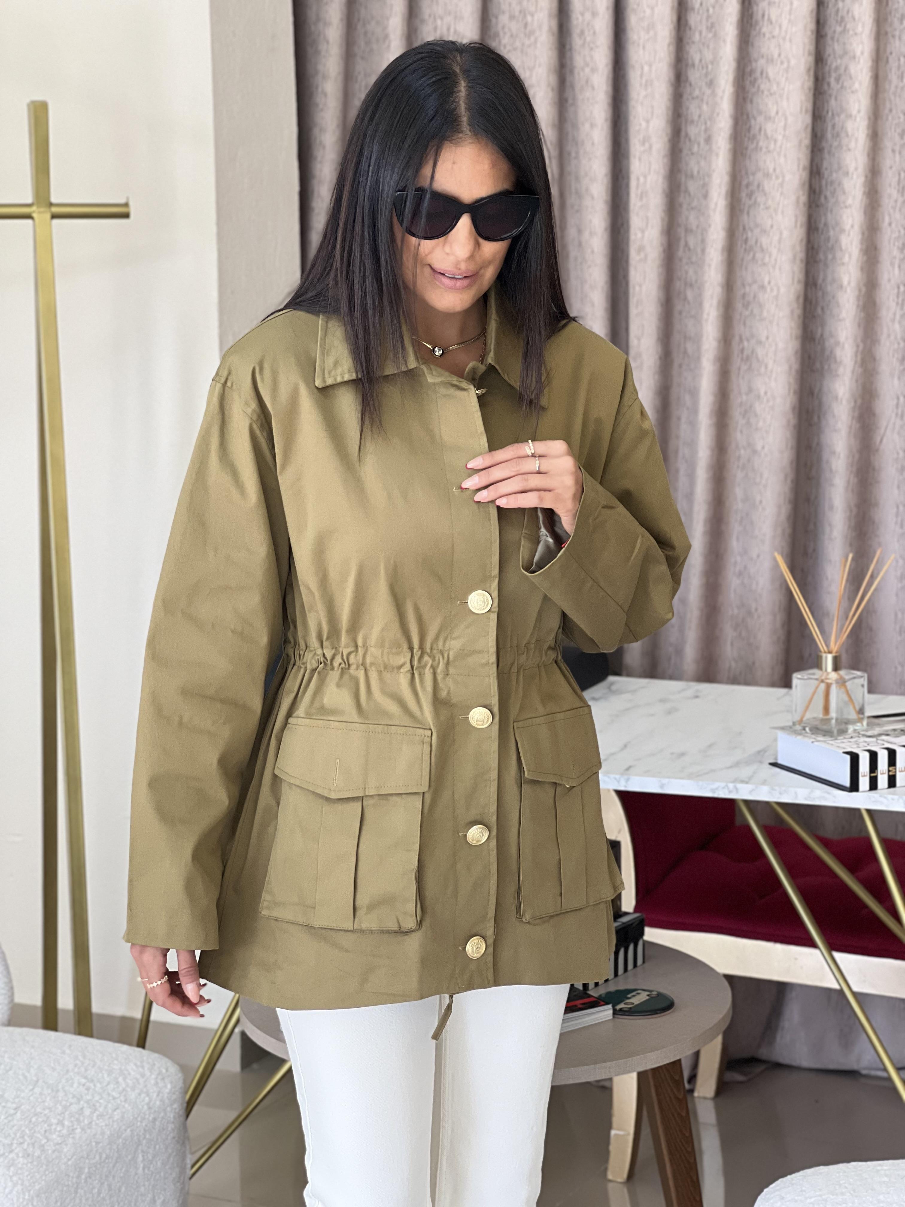 35211 ORJİNAL MODEL LİKRA UZUN CEKET HAKİ