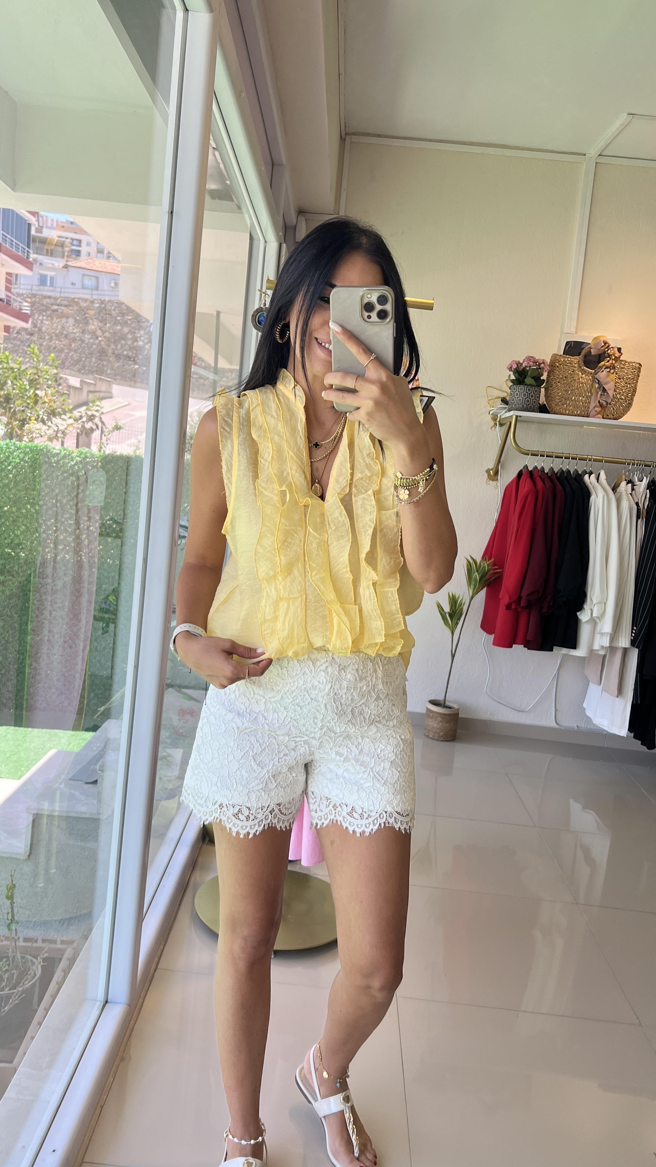 36534 ÖNÜ FIRFIRLI BLUZ SARI