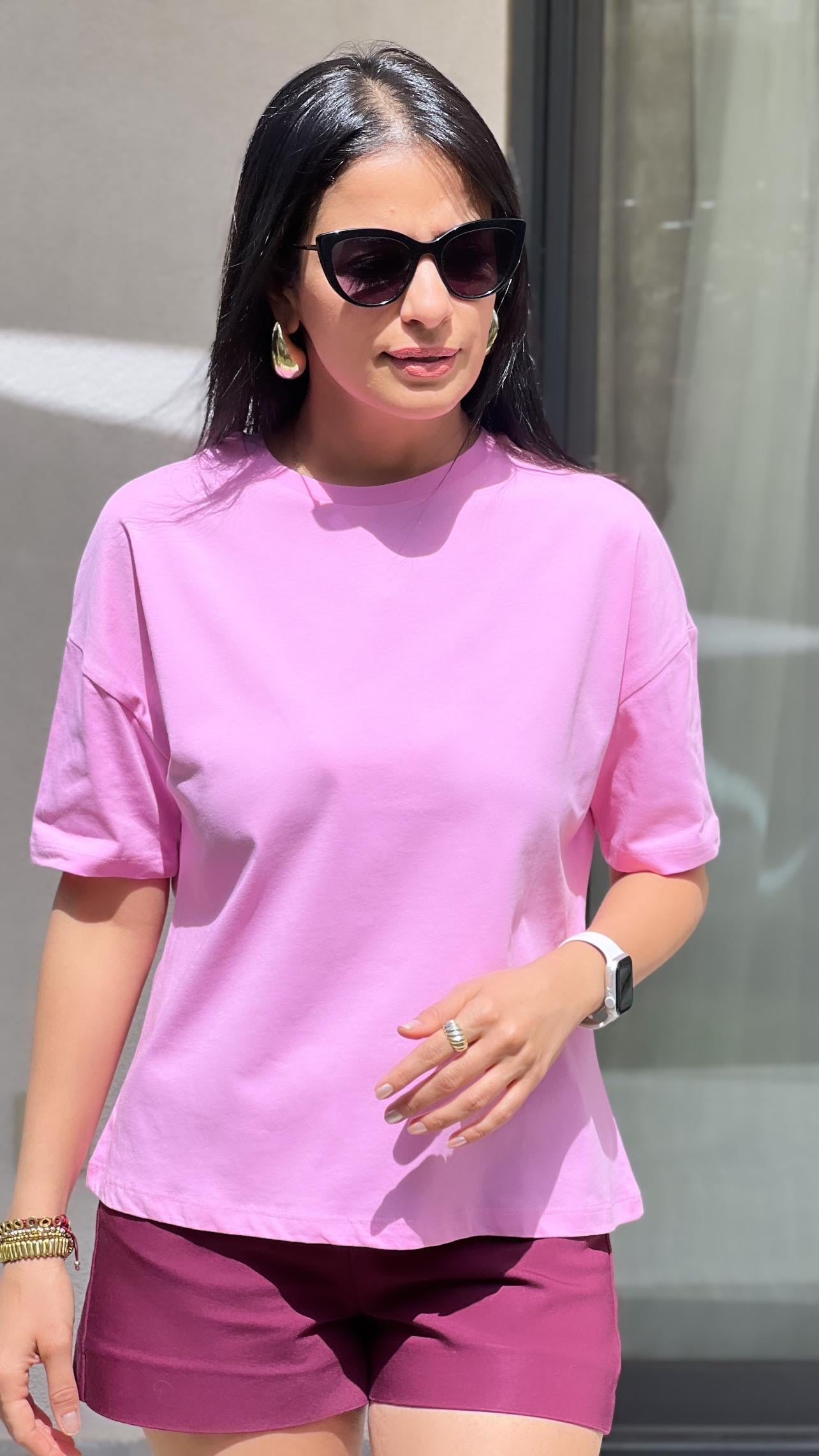 3683 Basic  Tshirt Pembe
